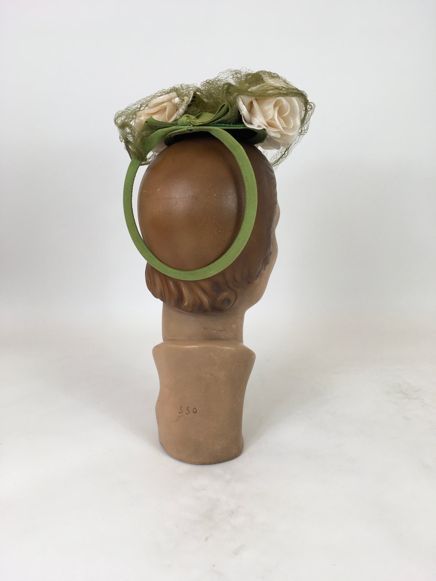 Original 1940's Darling Floral Topper Hat - In Pistachio and Ivory