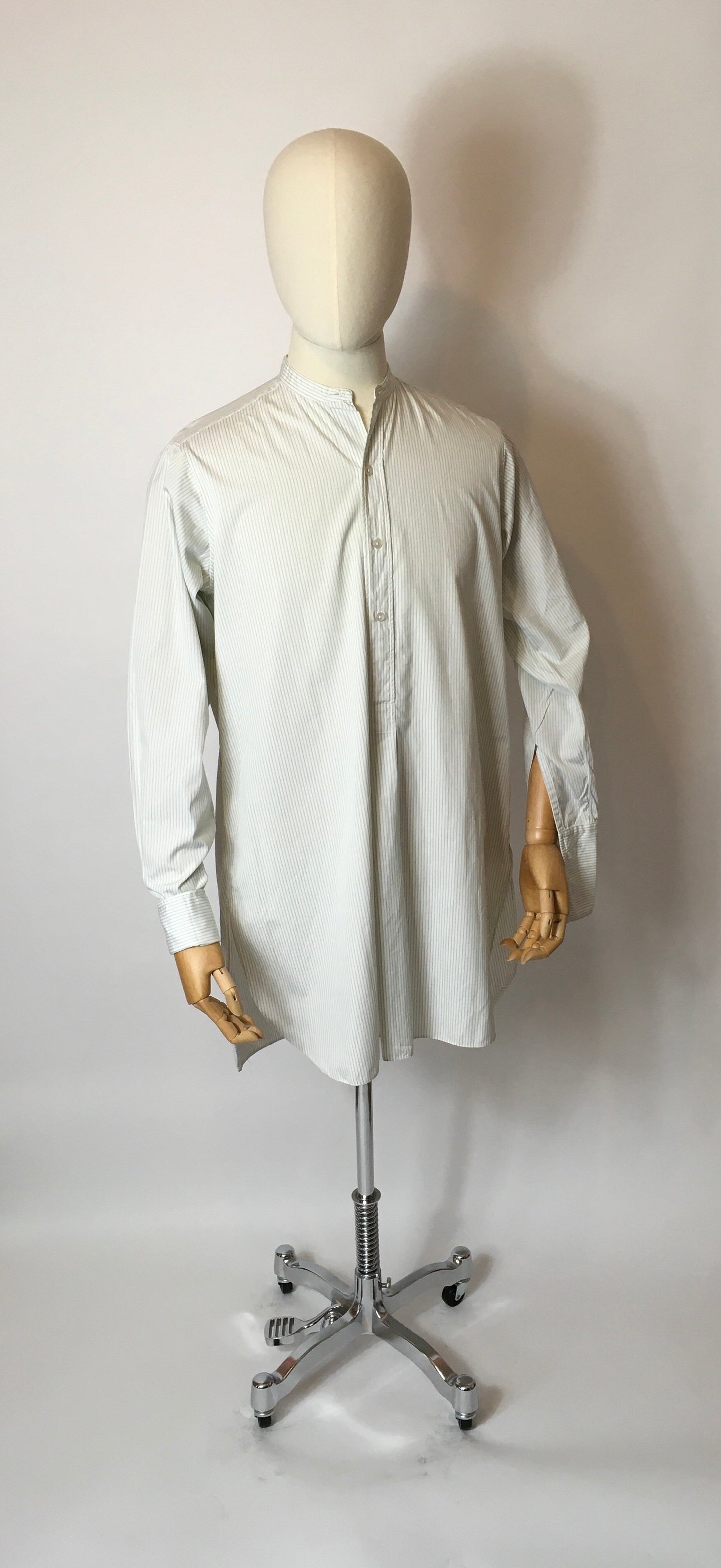 Original Gents Collarless Shirt by ‘ Morgan and Ball London’ - In a lovely Duck Egg Blue Stripe
