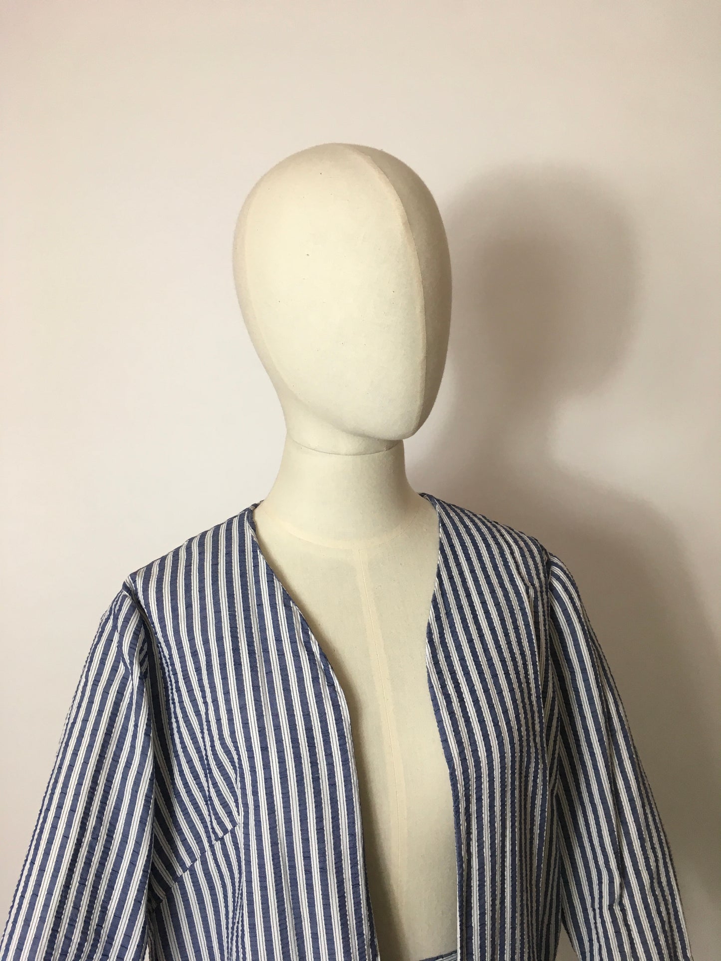 Original 1950s Summer Suit In a lovely Lightweight Seersucker fabric - Blue & White Stripes
