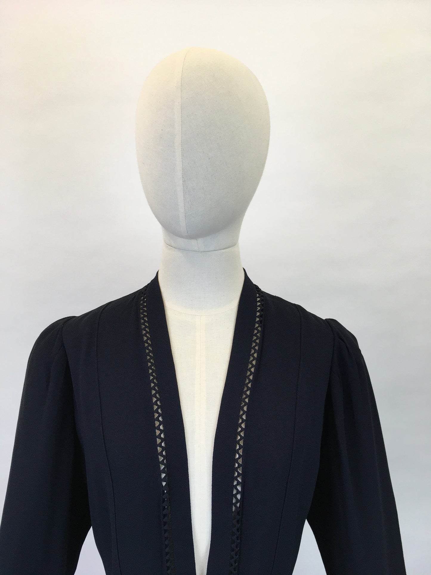 Original 1930s Lightweight Summer Coat - In a Lovely Navy Crepe
