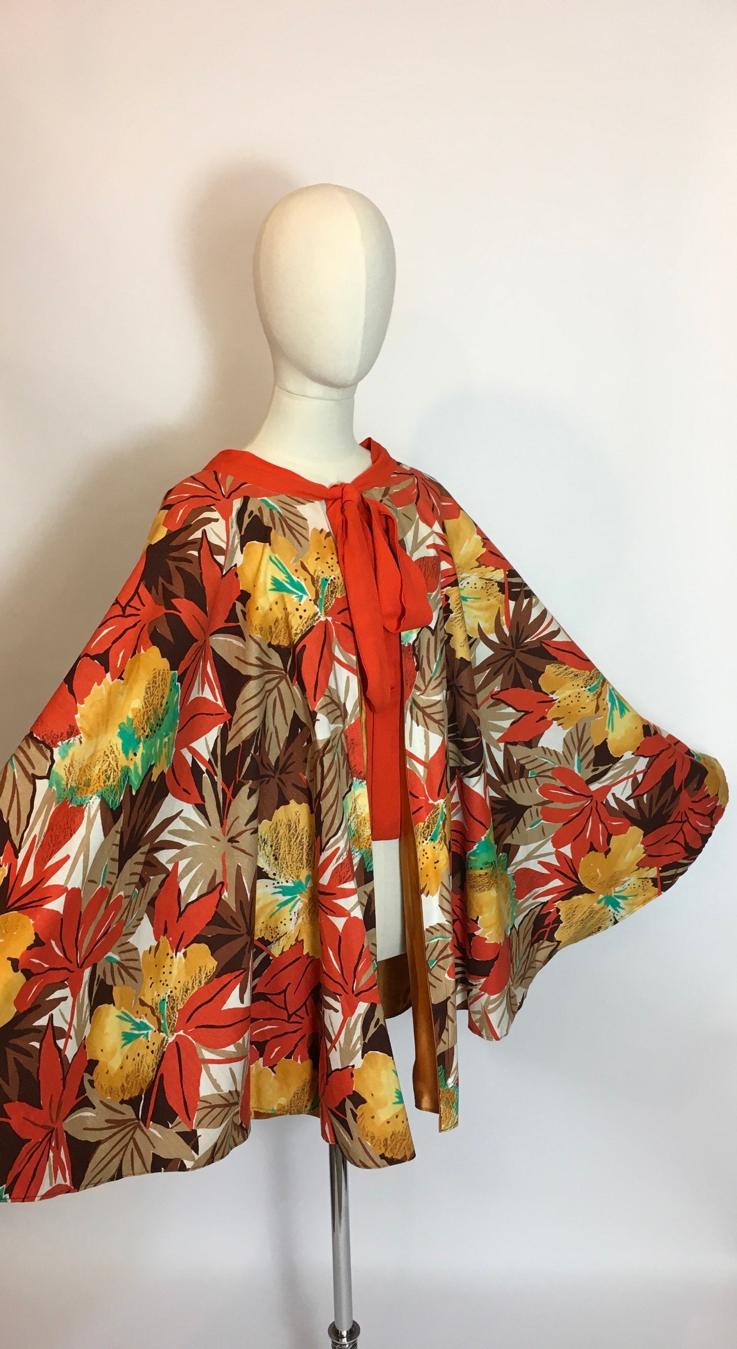 Original 1930s Floral Cape In Amazing Art Deco Colour Pallet - Festival of Vintage Fashion Show Exclusive