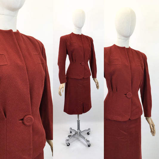 Original 1940's Sensational American Wool 2pc Suit - In A Warm Rust