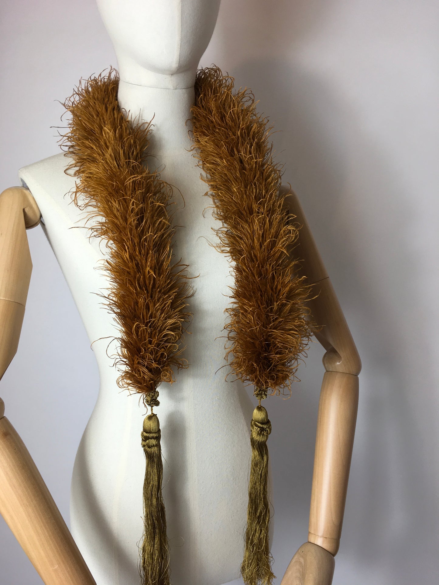 Original early 1930’s Ostrich Feather Boa in the richest golden auburn - A Festival Of Vintage Fashion Show Exclusive