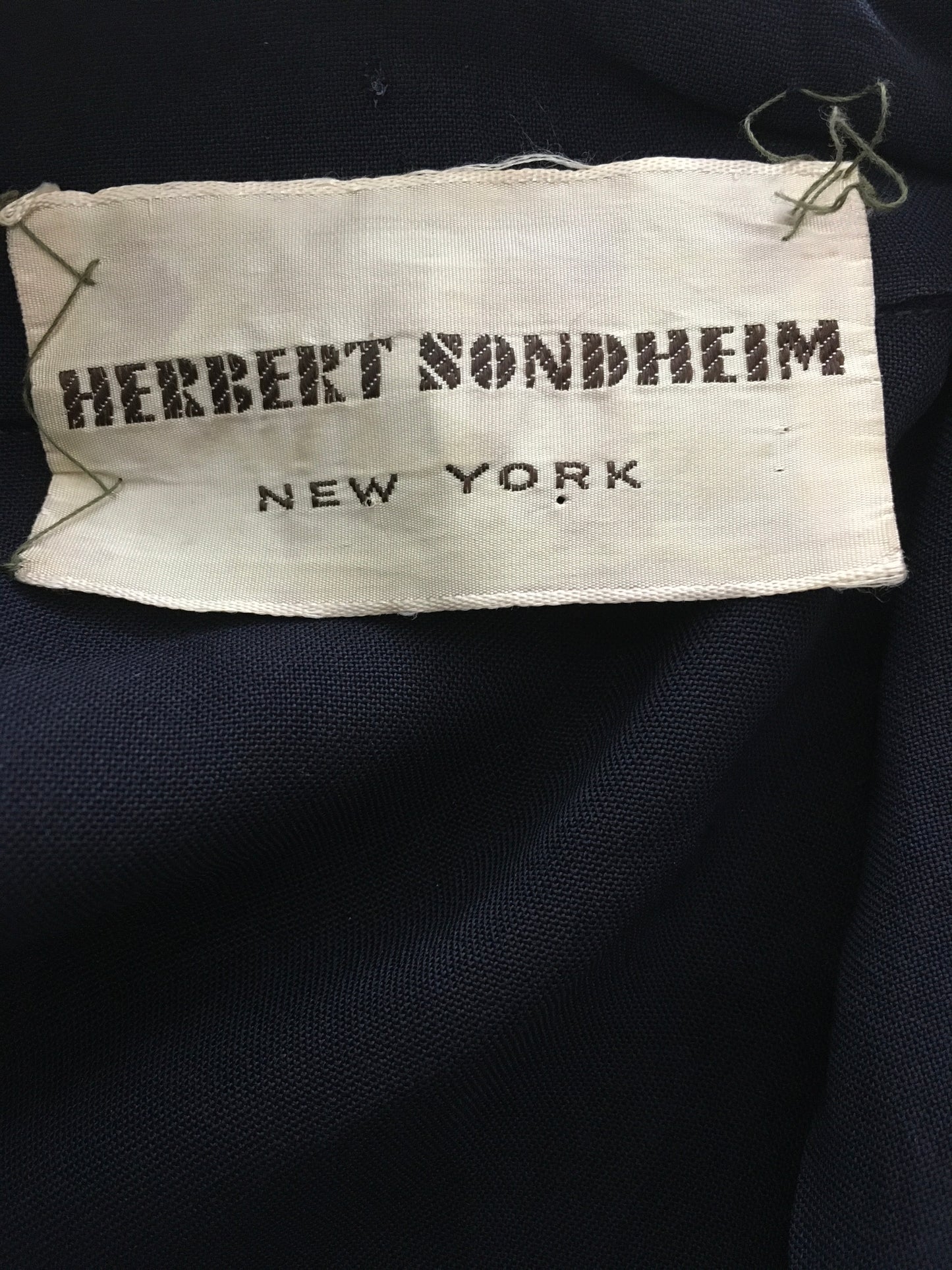 Original 1940s Stunning ‘ Herbert Stonheim ‘ Couture Dress - In a Navy Sheer Rayon with Wrap Hip Swag and Pocket