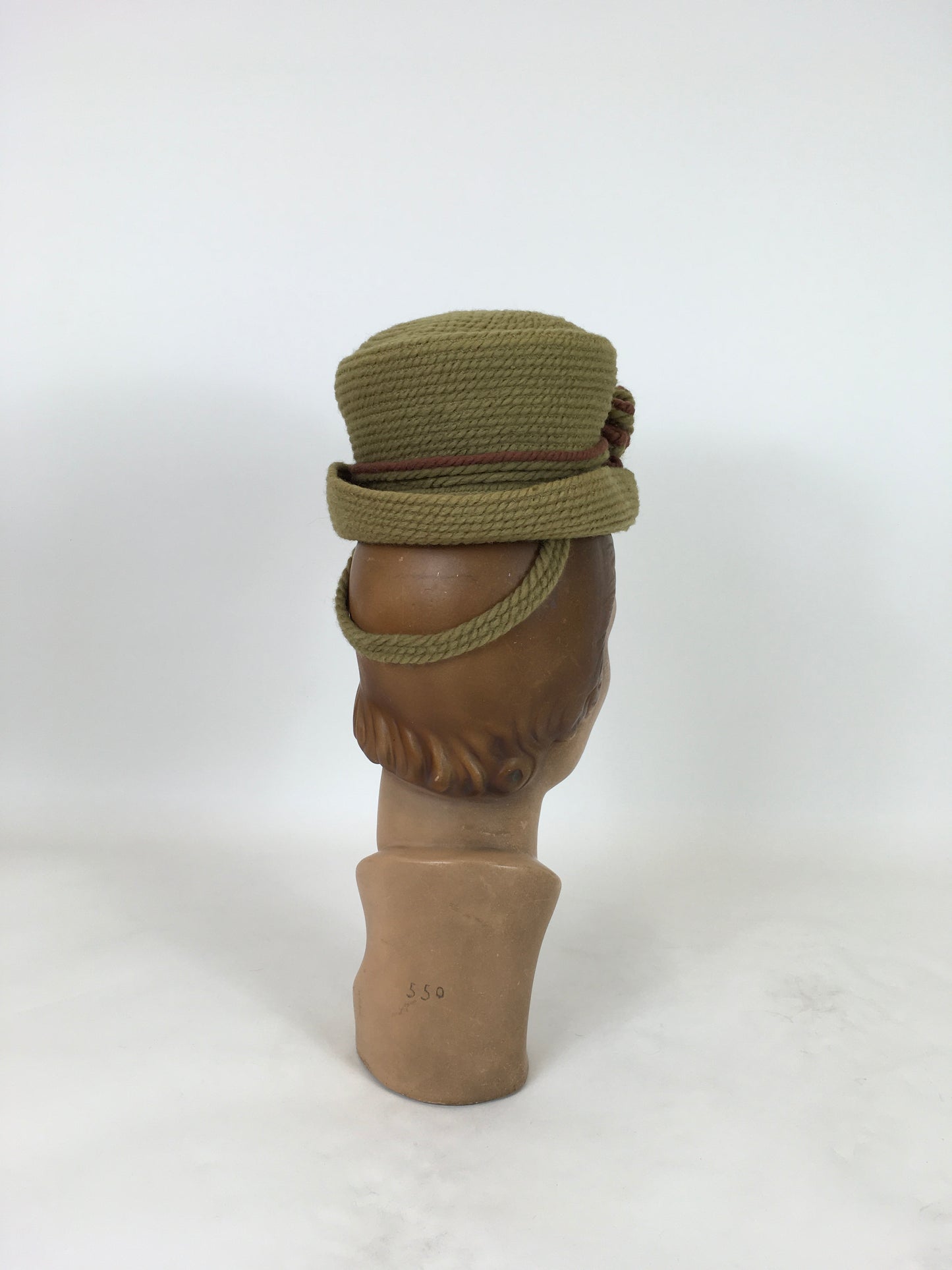 Original 1940's Fabulous Chartreuse and Brown Topper Tilt Hat - By ' Needlepoint Everitt'