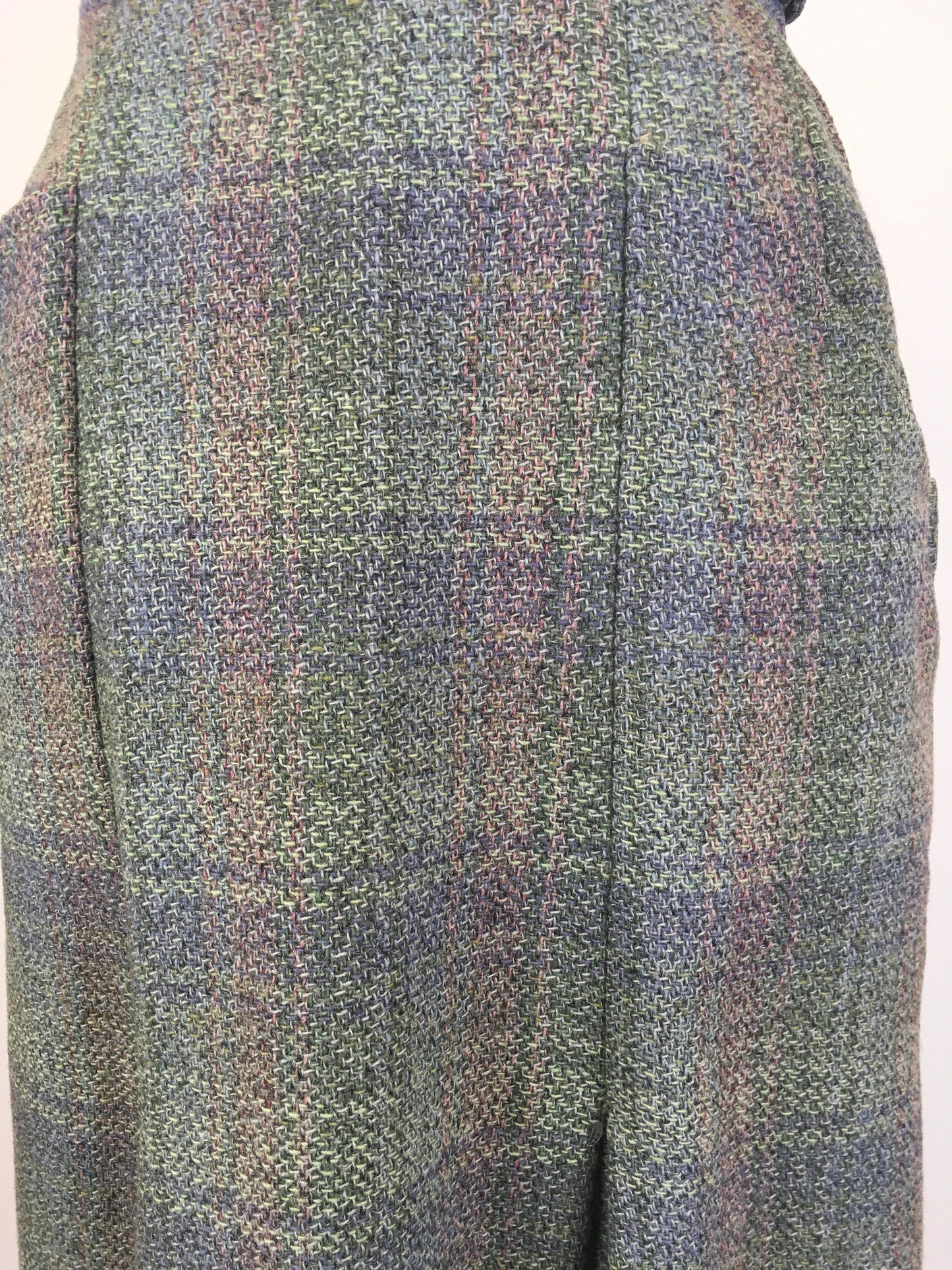 Original Late 1950’s Wool Skirt by ‘ Daks’ - In A Pink, Purple, Green & Blue Tweed