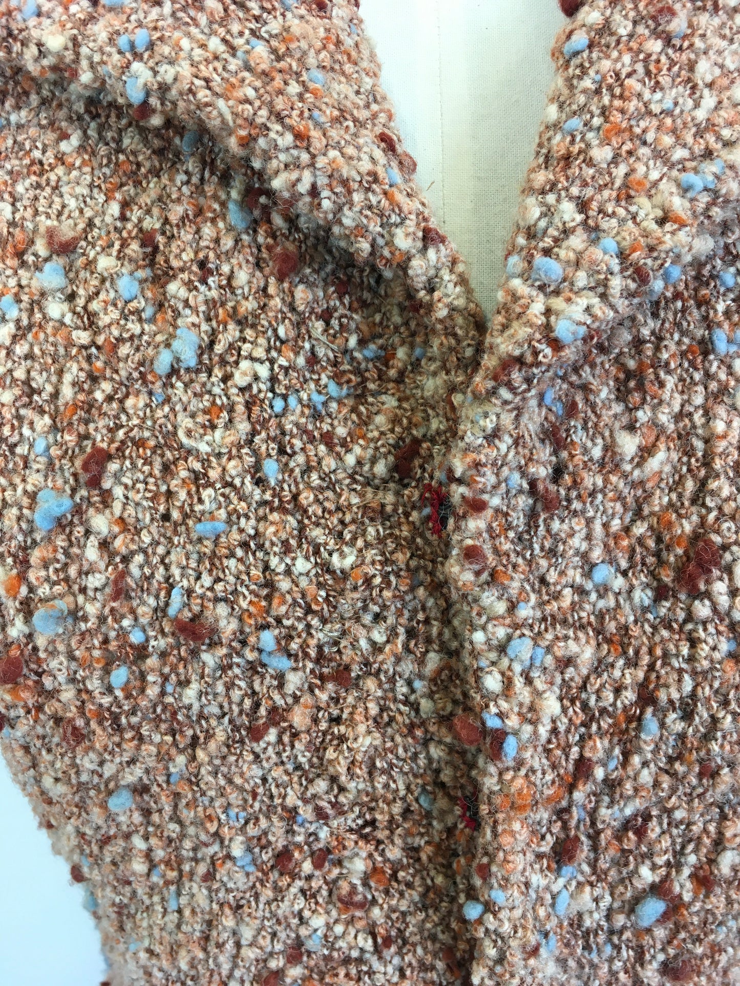 Original Late 1930’s Early 1940’s Knitted Cardigan / Jacket - In Pumpkin Spice, Soft Peach, Cinnamon and Powder Blue