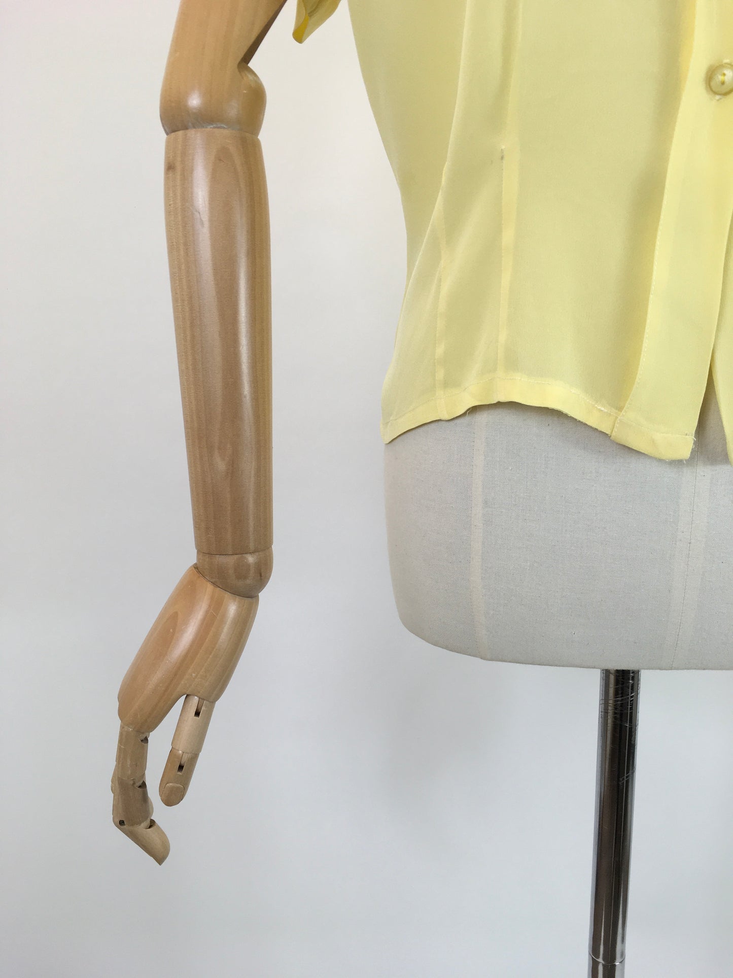 Original 1940’s Sheer Blouse In A Sunshine Yellow - With Stunning Stitch Work Detailing