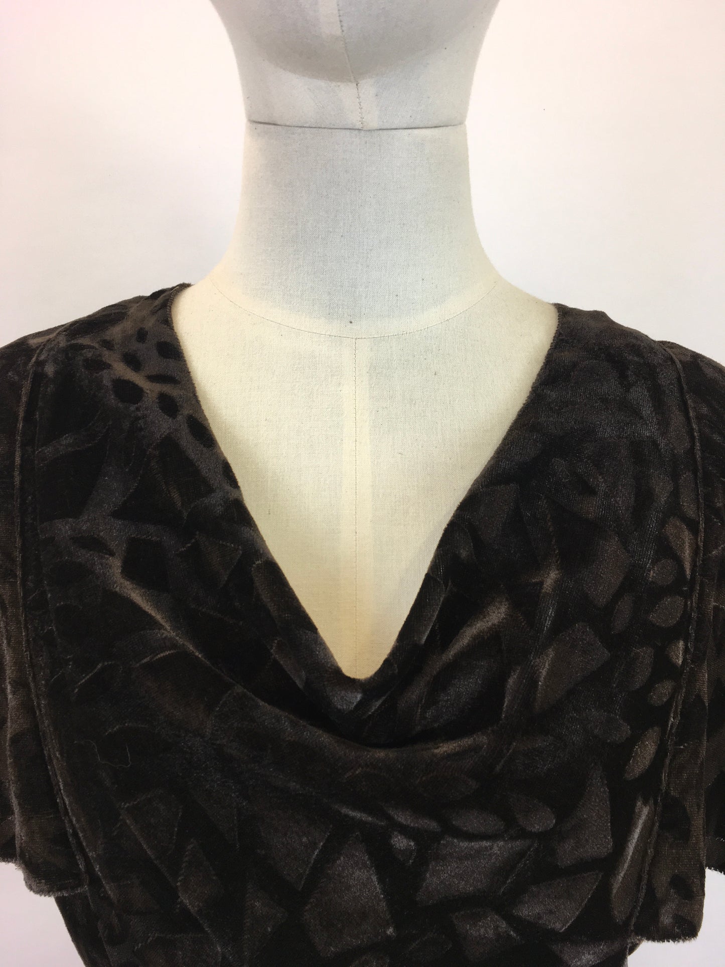 Original 1930's Sensational Evening Gown - In A Rich Dark Chocolate Devore
