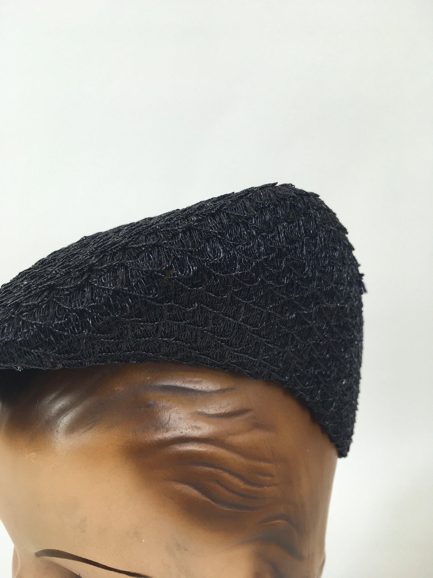 Original 1940's Navy Woven Raffia Hat - In a Sensational Shape with Hat Pin