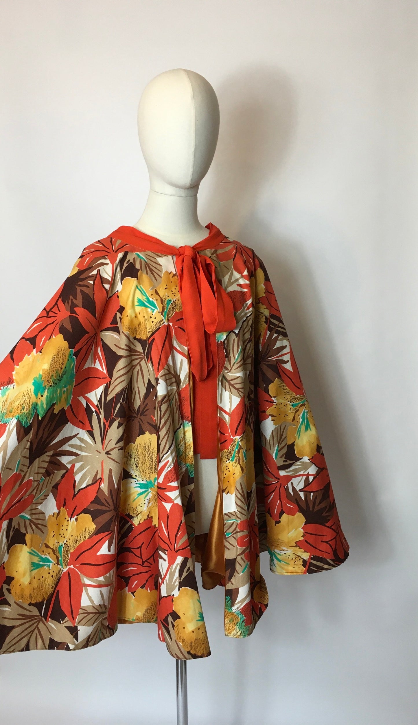 Original 1930s Floral Cape In Amazing Art Deco Colour Pallet - Festival of Vintage Fashion Show Exclusive