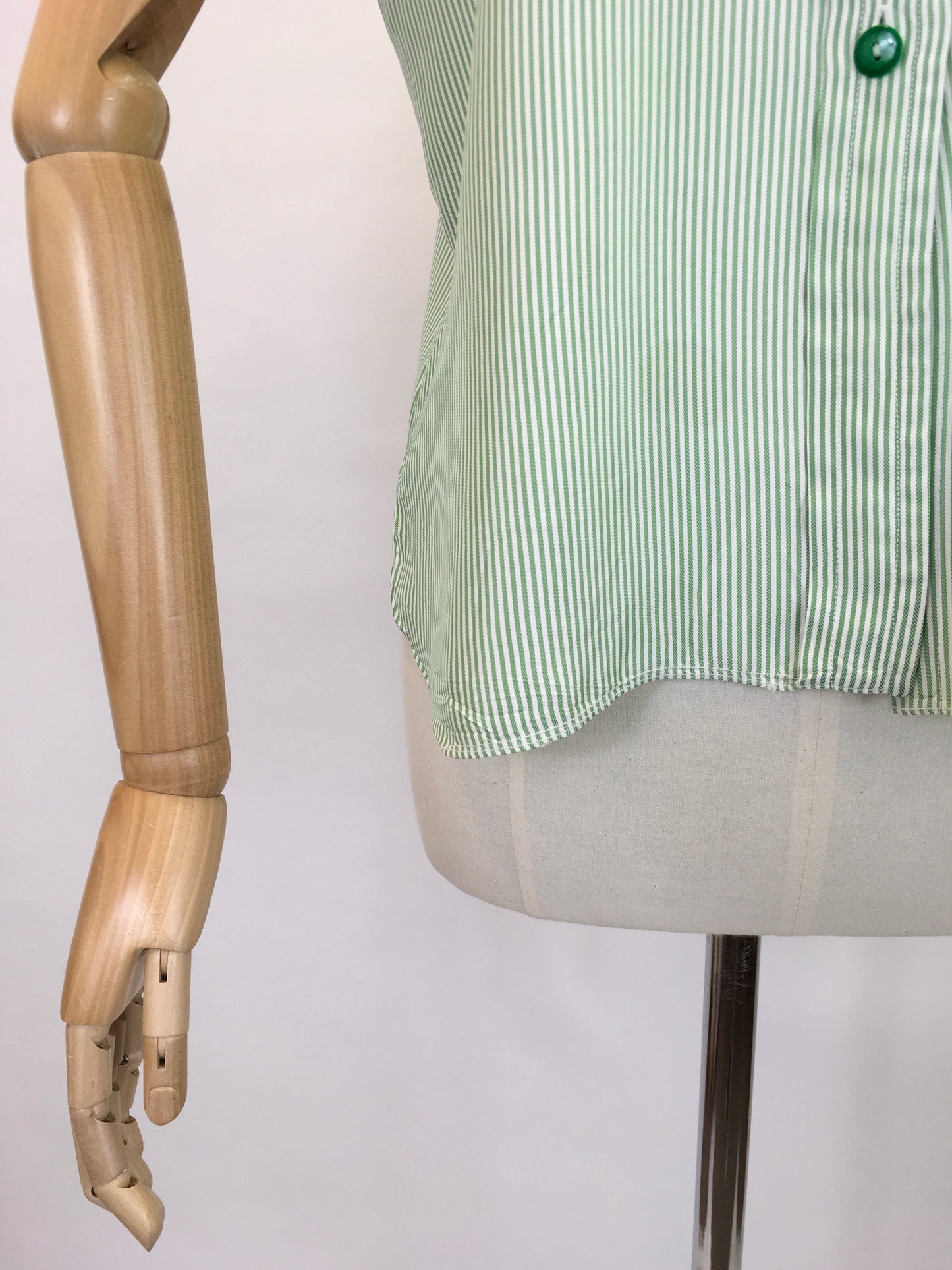 Original 1950’s Green & White Striped Blouse - By ‘ Em Cooper ‘ Label
