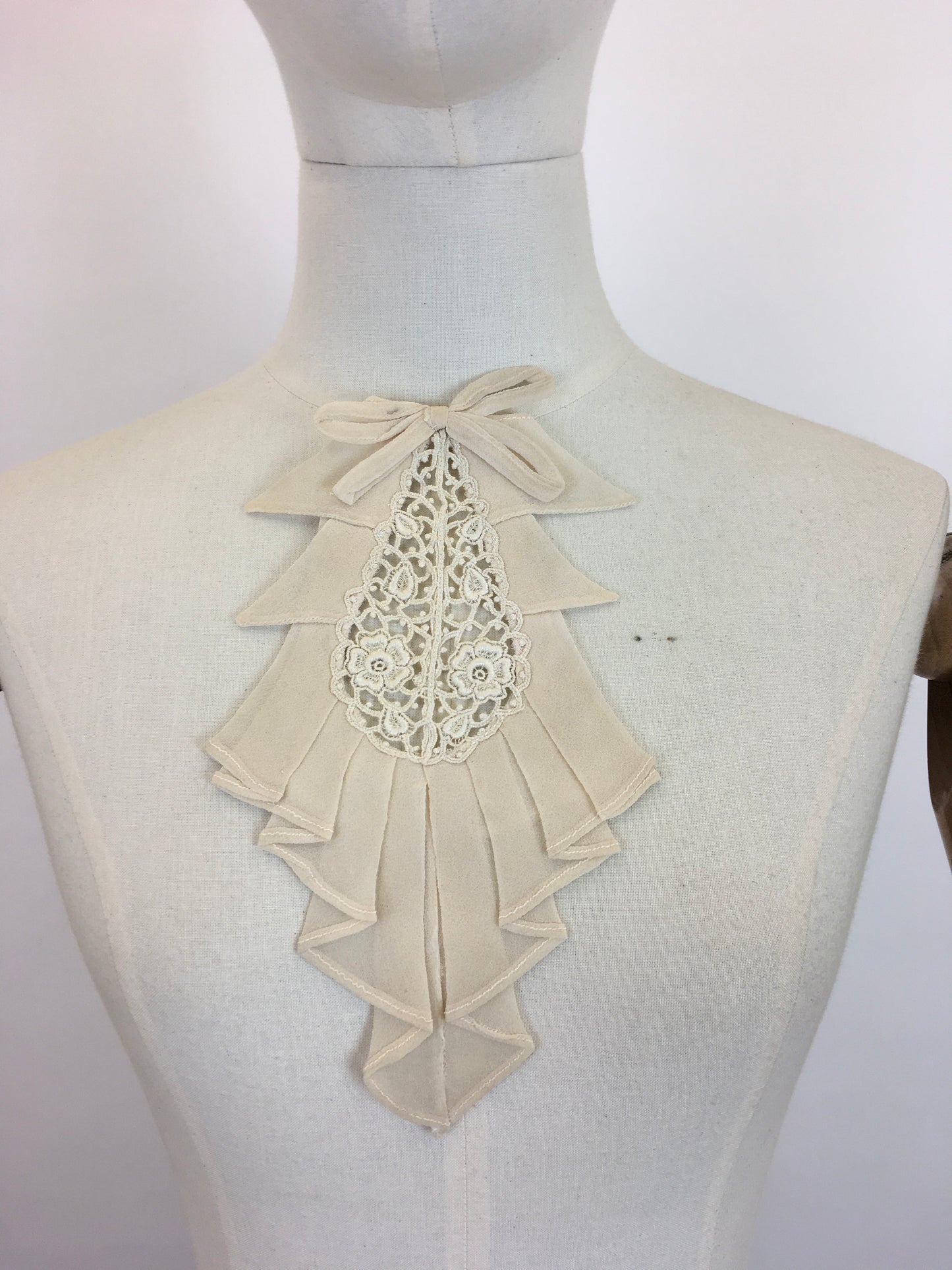 Original 1930's Fabulous Dickie - In Cream Chiffon with Lace Inset