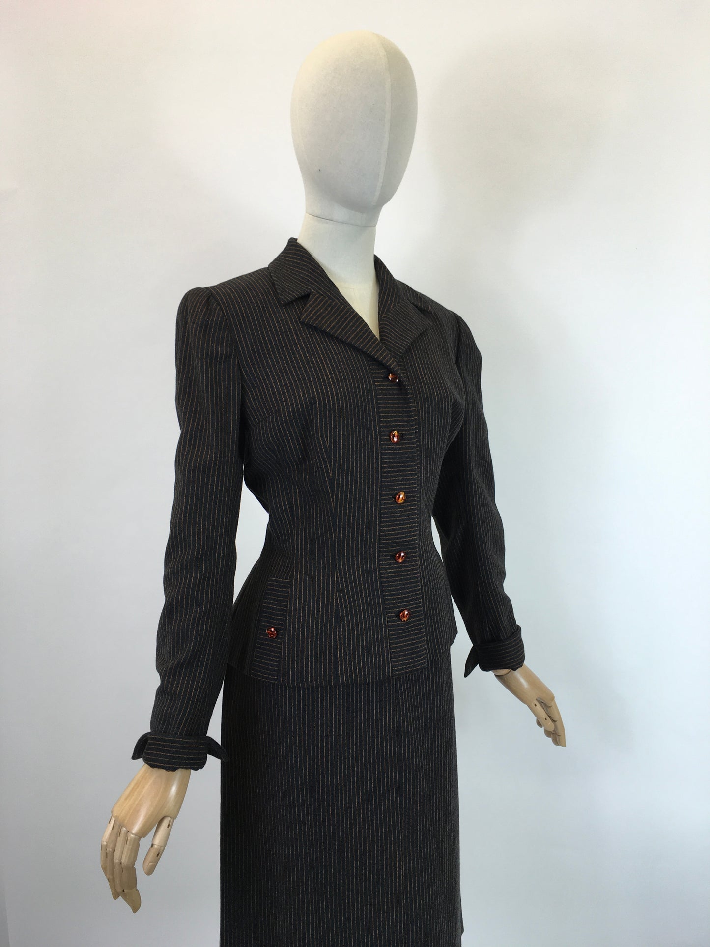 Original 1940’s Sensational American 2pc Suit by ‘ Peck and Peck’ - In Brown and Orange Pinstripe