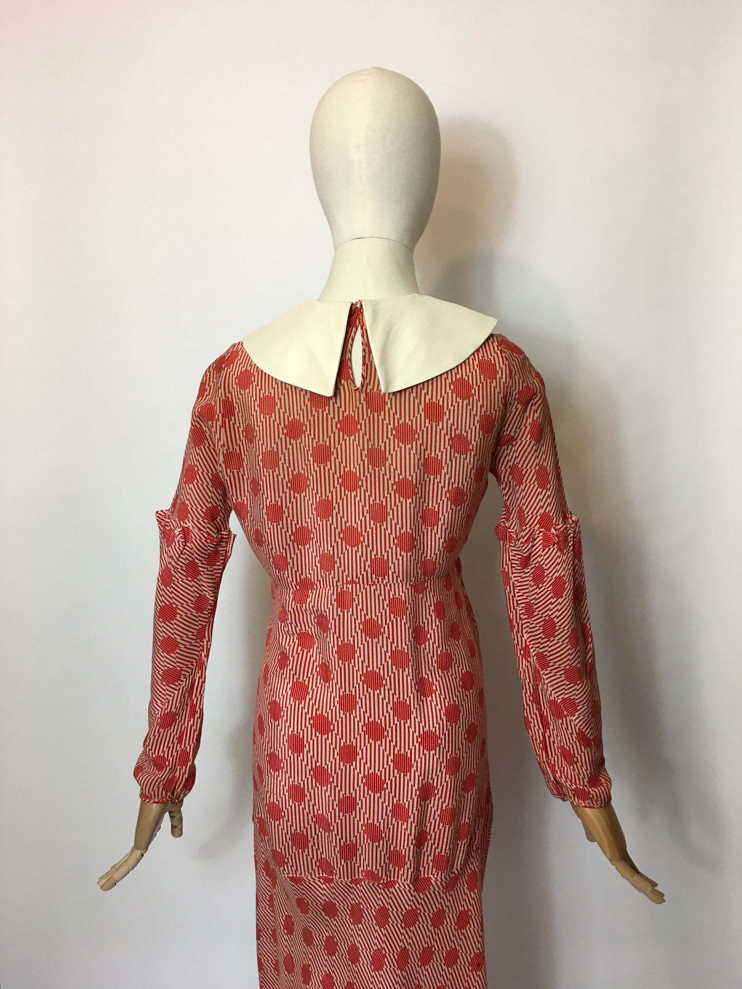 Original 1930’s Stunning Geometric Print Day Dress - Festival of Vintage Fashion Show Exclusive