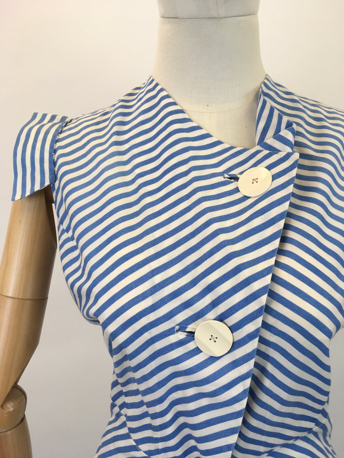 Original 1930's Sensational Dress & Shorts Set - In A Classic Blue & White Stripe