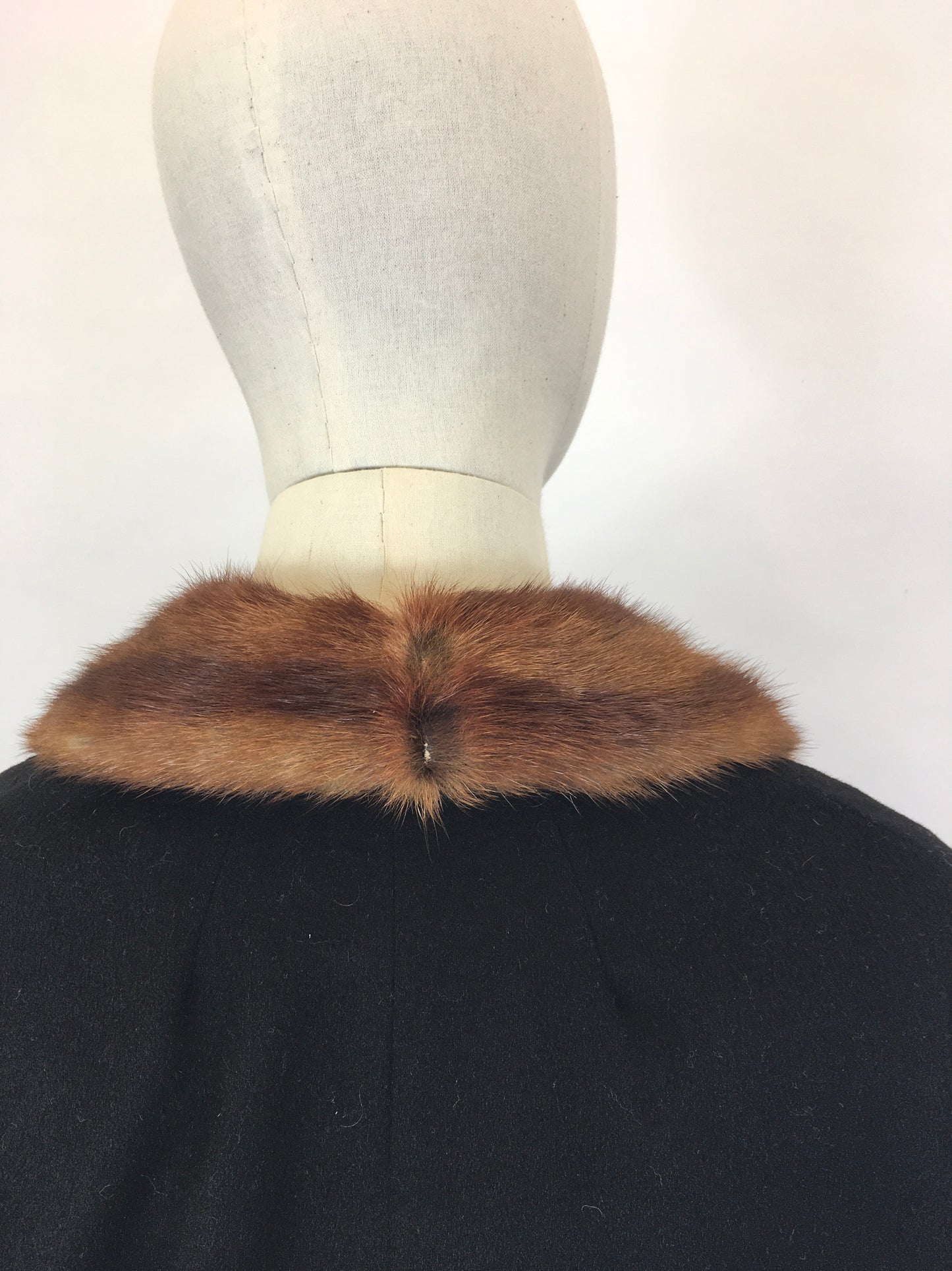 Original 1940’s Black Woollen Fitted Jacket - With Mink Trim to the Leading Edge