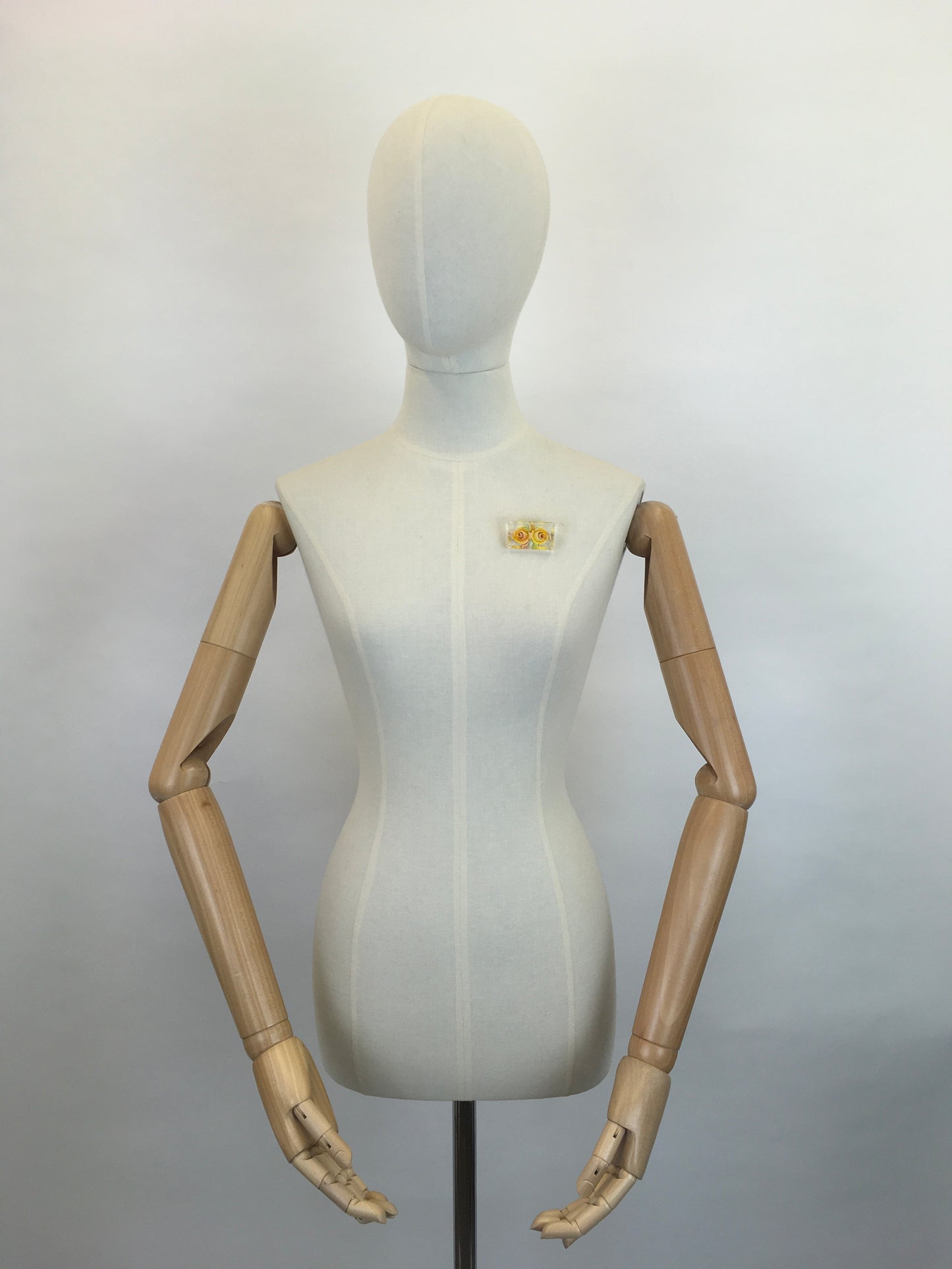 Original 1950’s Reverse Carved Lucite Brooch - In Soft Buttery and Bright Yellows