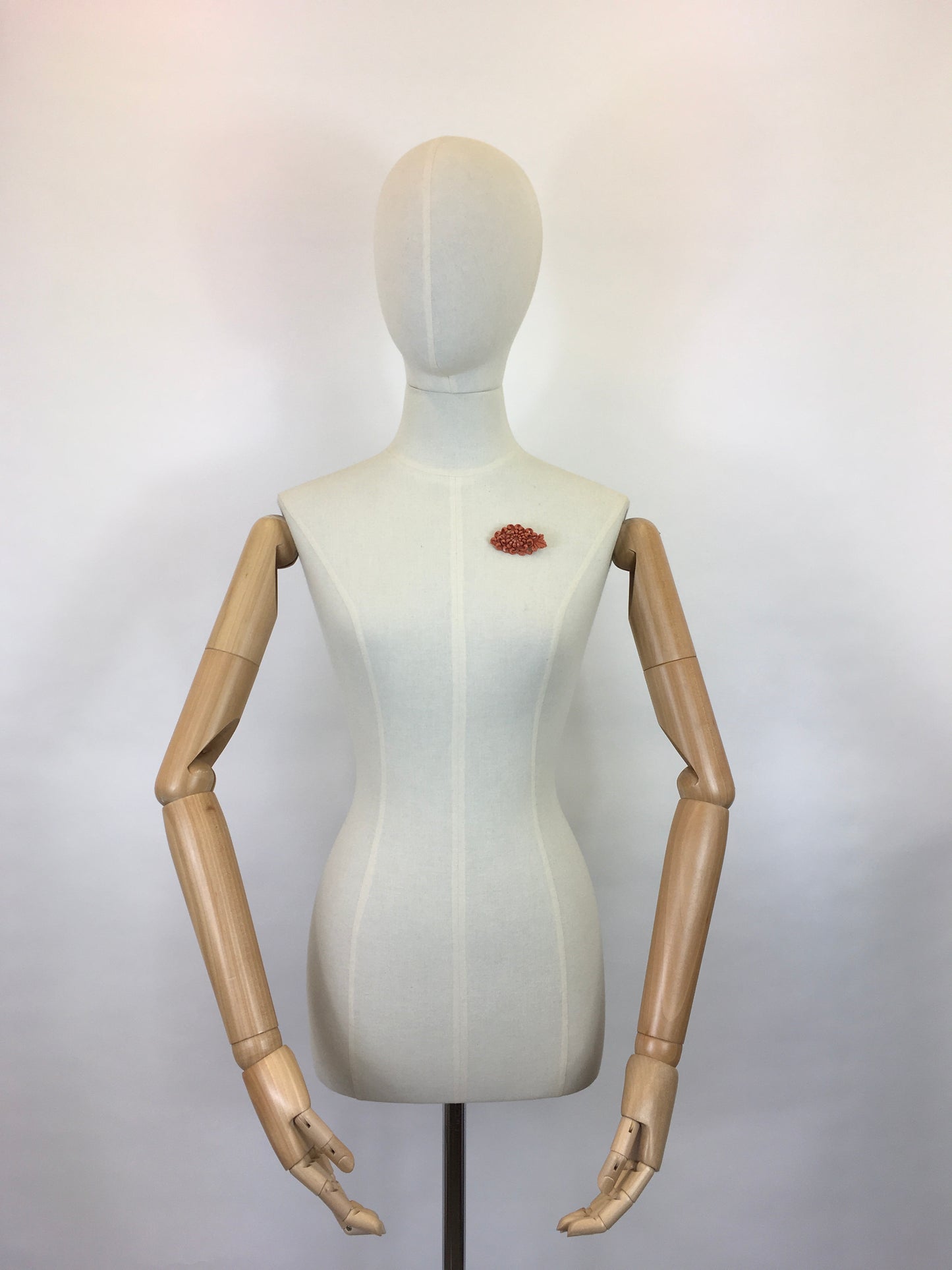 Original 1940s Floral Celluloid Brooch - In a Beautiful Coral Colour