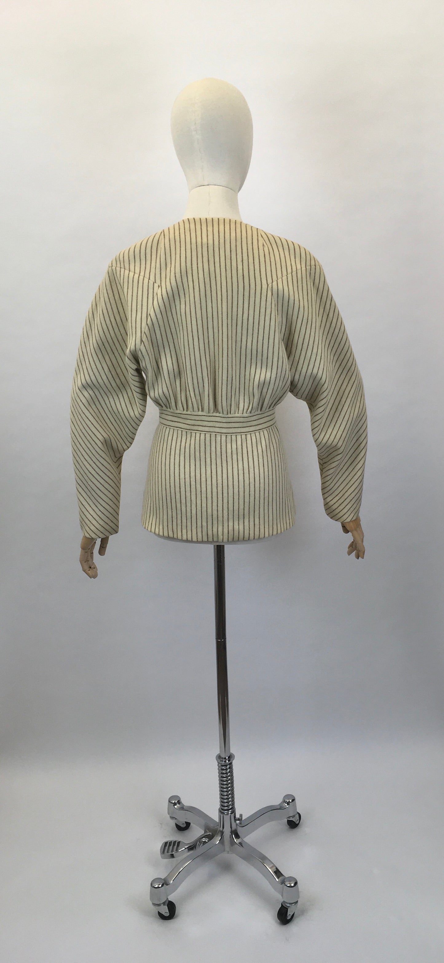 Original 1940’s Cream and Brown Striped Jacket - A ‘ Original Richi’s Hollywood ‘ Label