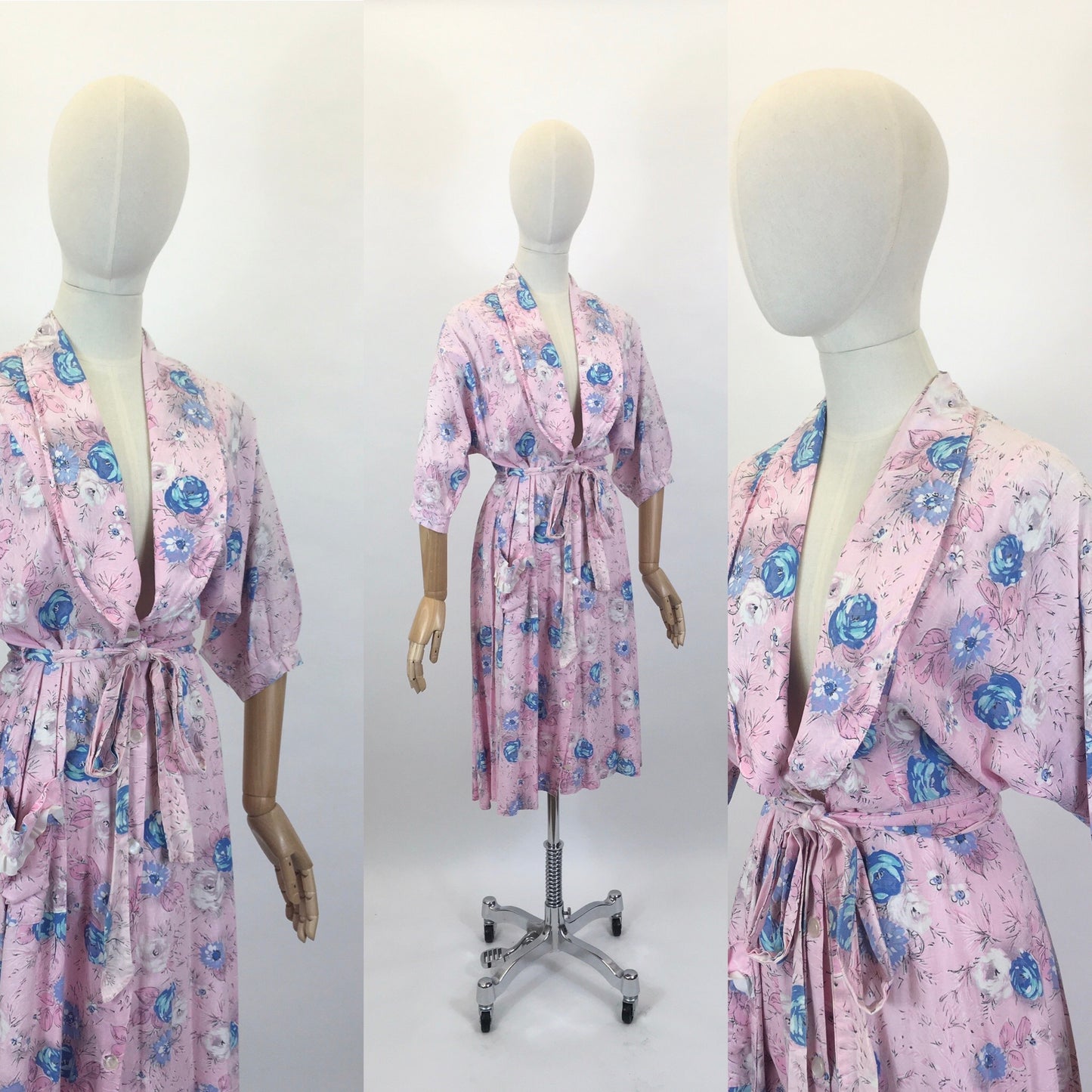 Original 1950’s Floral Cotton Dressing Gown - As is Condition