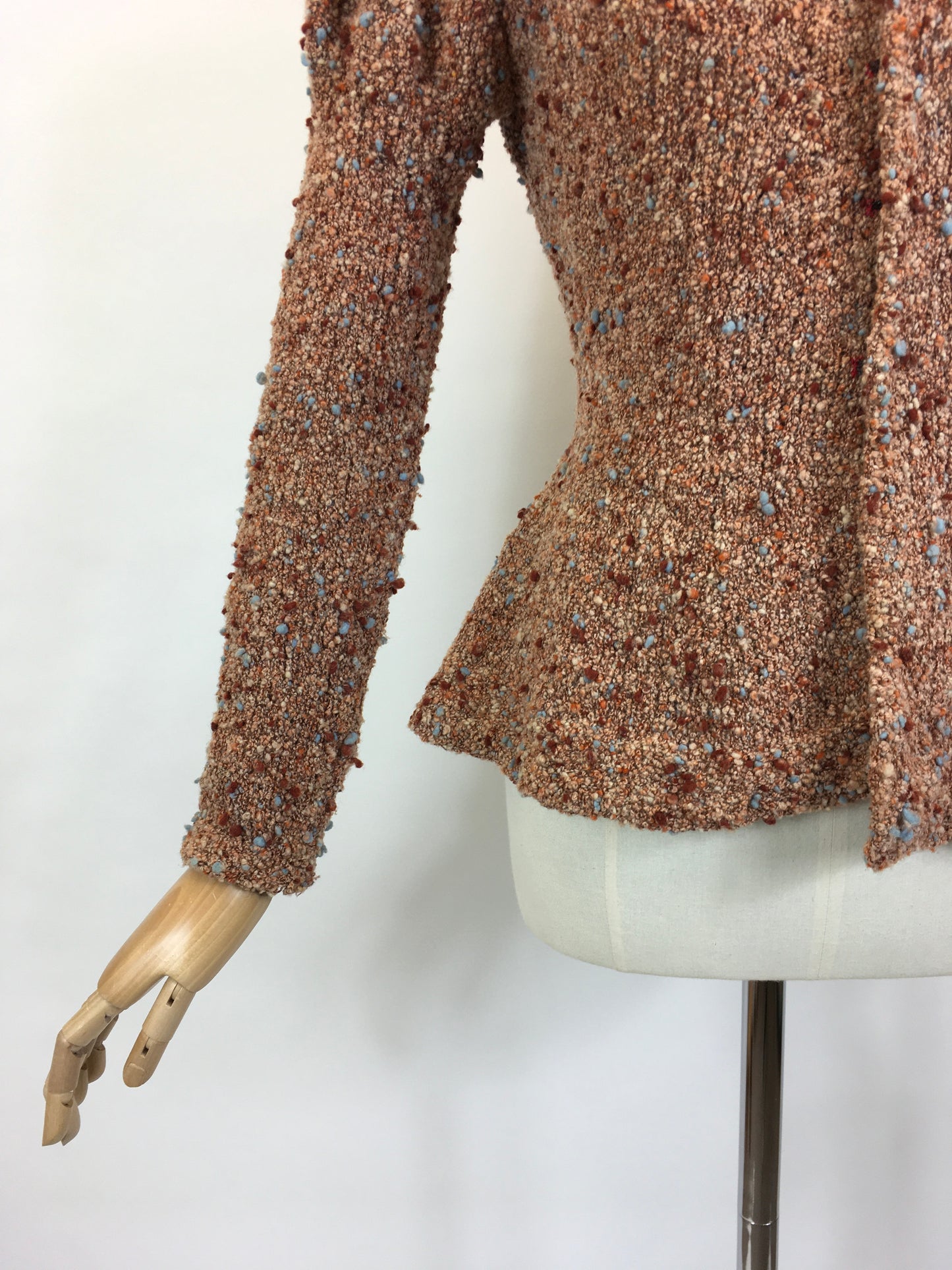 Original Late 1930’s Early 1940’s Knitted Cardigan / Jacket - In Pumpkin Spice, Soft Peach, Cinnamon and Powder Blue