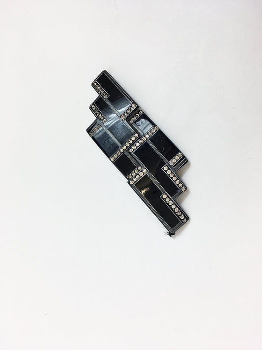 Original 1920's / 1930's Large Art Deco Buckle - With Stunning Deco Lines and Paste Details