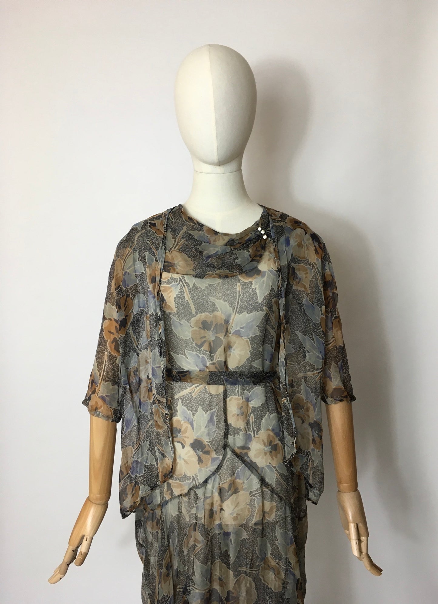 Original 1930’s 2 Piece Dress & Jacket Set in Stunning Deco Pallet - A Festival Of Vintage Fashion Show Exclusive