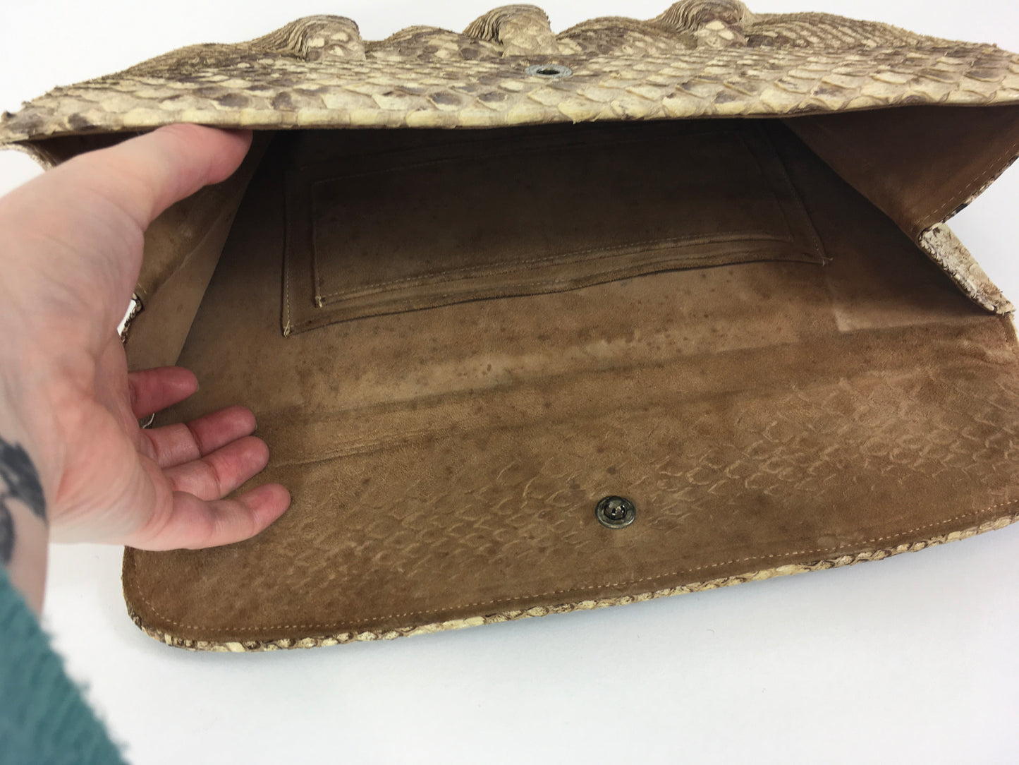 Original 1930’s Fabulous Snakeskin Clutch Handbag - With Beautiful Detailing