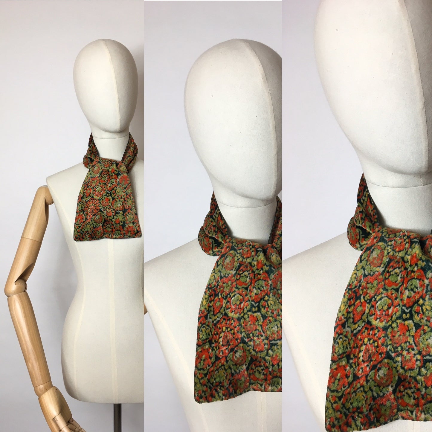 Original 1940’s Velvet Tippet with Crepe Lining - Lovely rich Colour Pallet