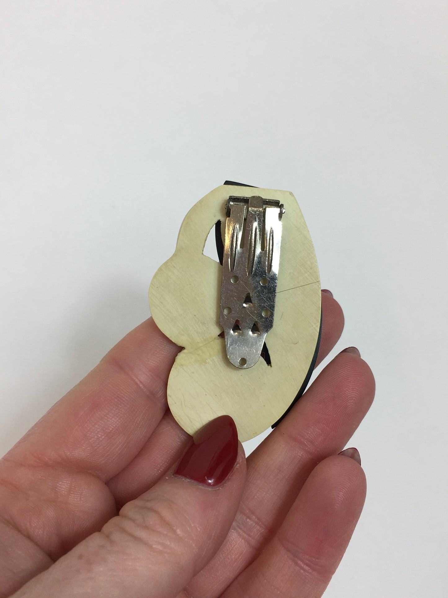 Original 1920's / 1930's Art Deco Dress Clip - In Iconic Cream and Black Colourway