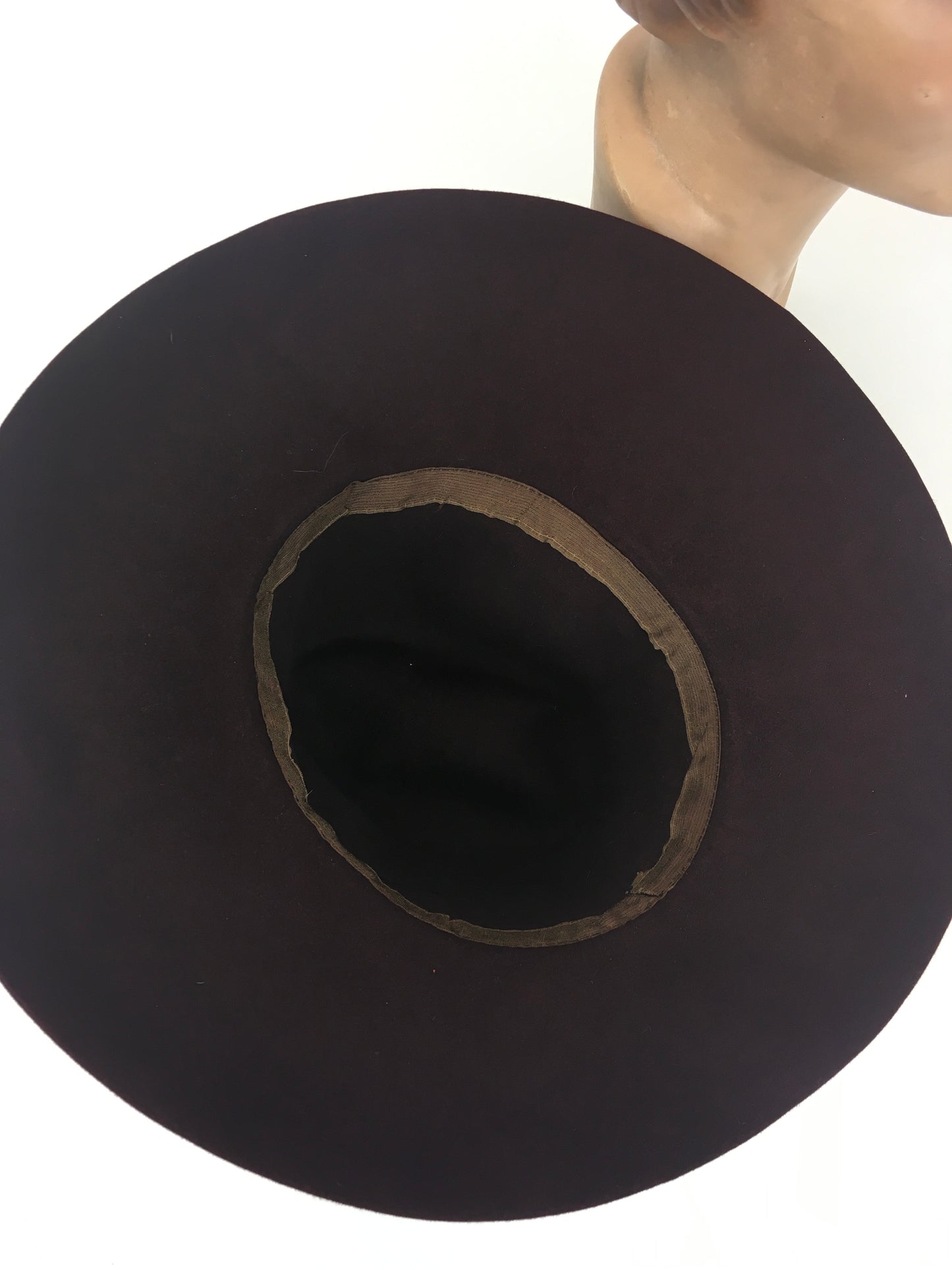 Original 1940’s SENSATIONAL Deep Wine Brimmed Fedora - With Grosgrain Ribbon Banding