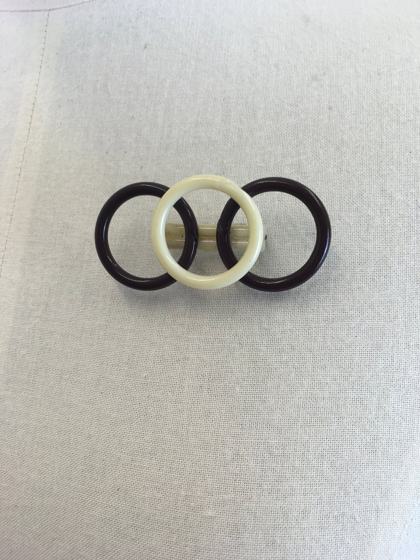 Original Late 1930’s Early 1940’s Celluloid Bar Brooch - In Old Cream and Warm Brown