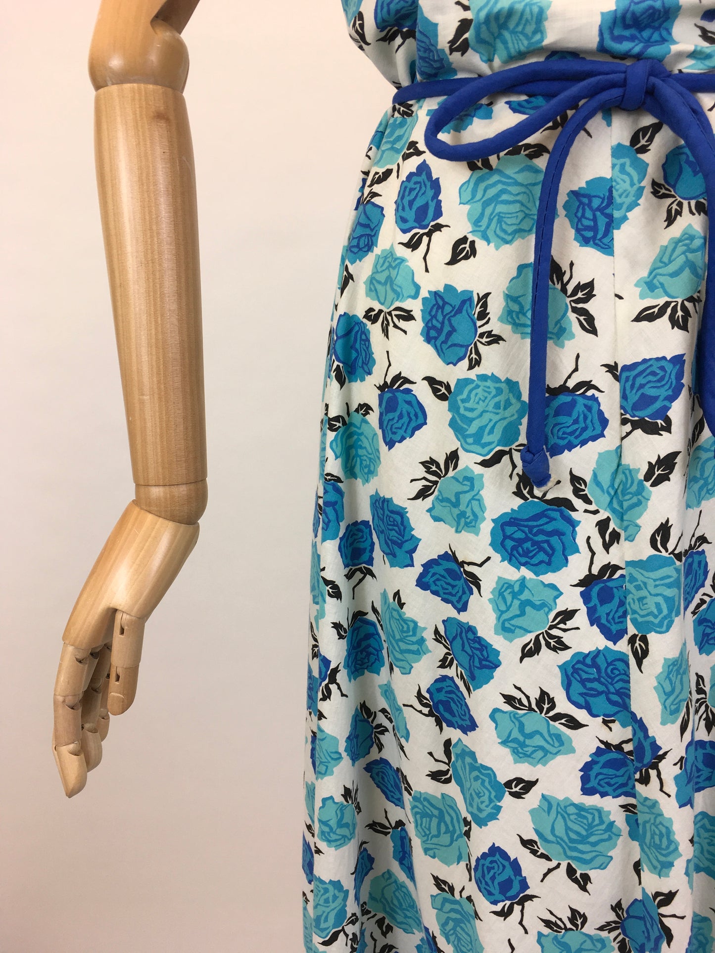 Original 1950’s VOLUP Cotton Day Dress - In A Stunning Blue Floral with Contrast Detailing