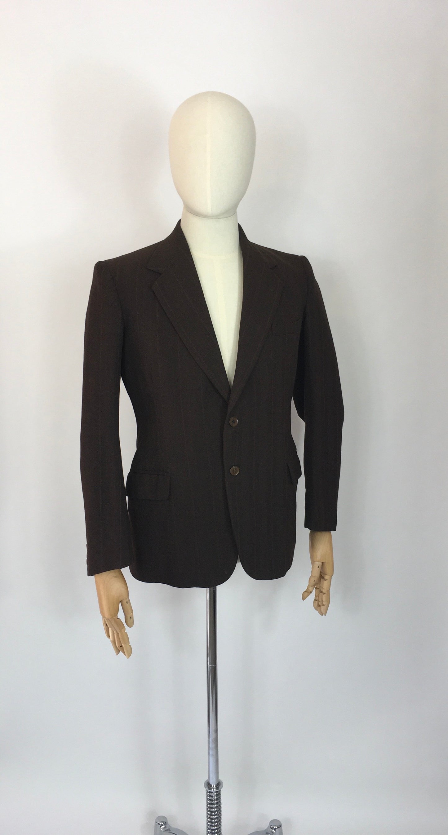 Original 1940’s CC41 Montague Burton Jacket - In a Lovely Brown with Orange and Pink Pinstripe
