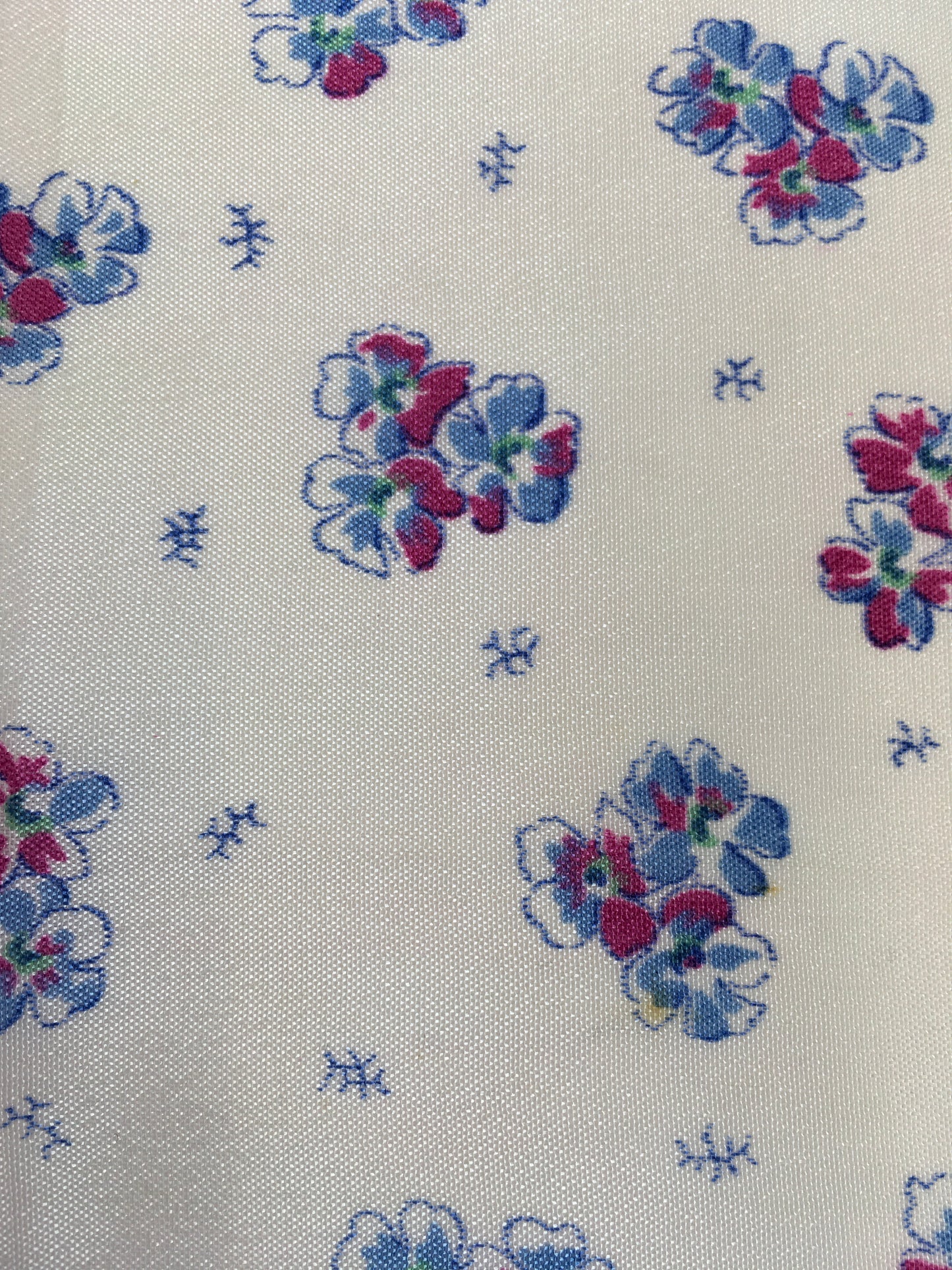 Original 1940’s Rayon Hankie - In Cerise Pink, Ivory and Blue