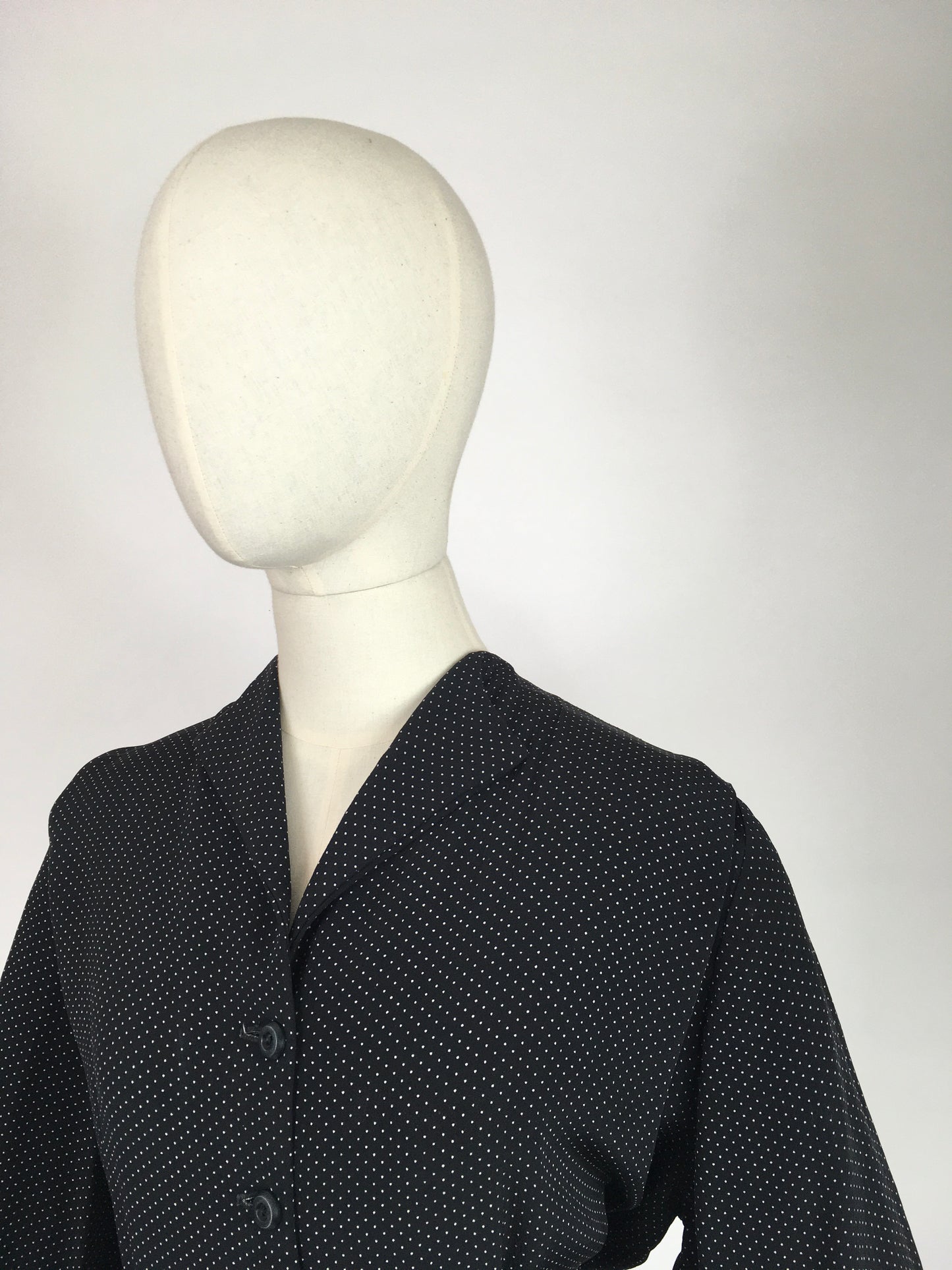 Original 1940’s VOLUP Day Dress - In a Beautifully Classic Black and White Polka Dot Cotton