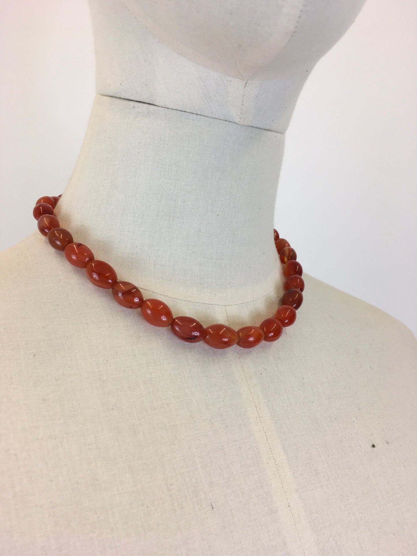 Original 1940's Darling Amber Graduated Beaded Necklace - With Screw Fastening to the Nape