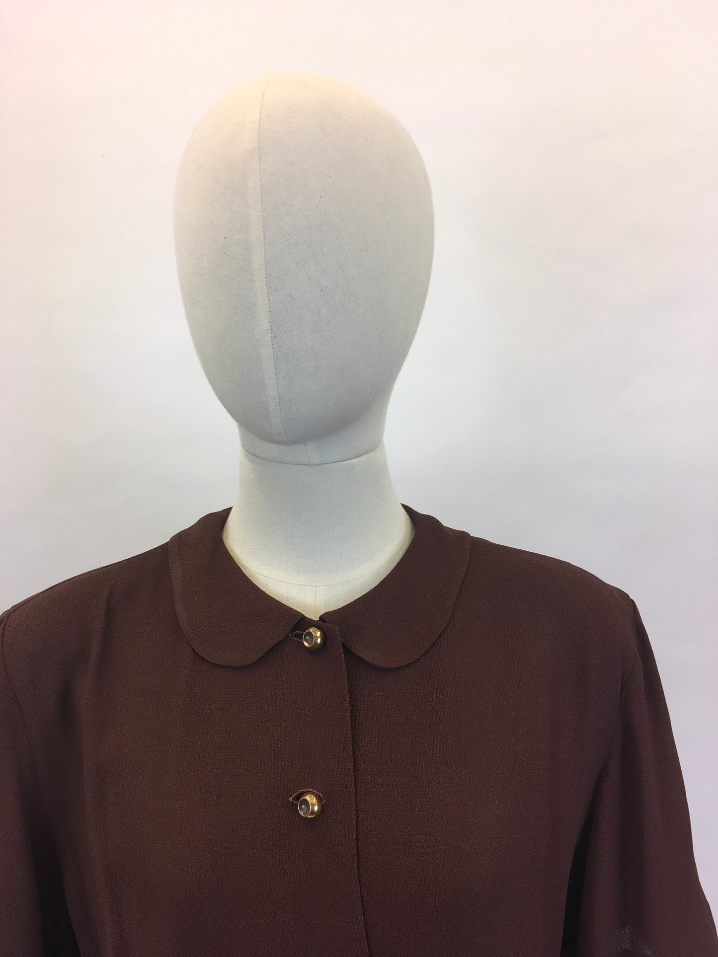 Original 1940’s SENSATIONAL Brown Fine Crepe Dress - ‘ A Jerry Gilden Spectator ‘