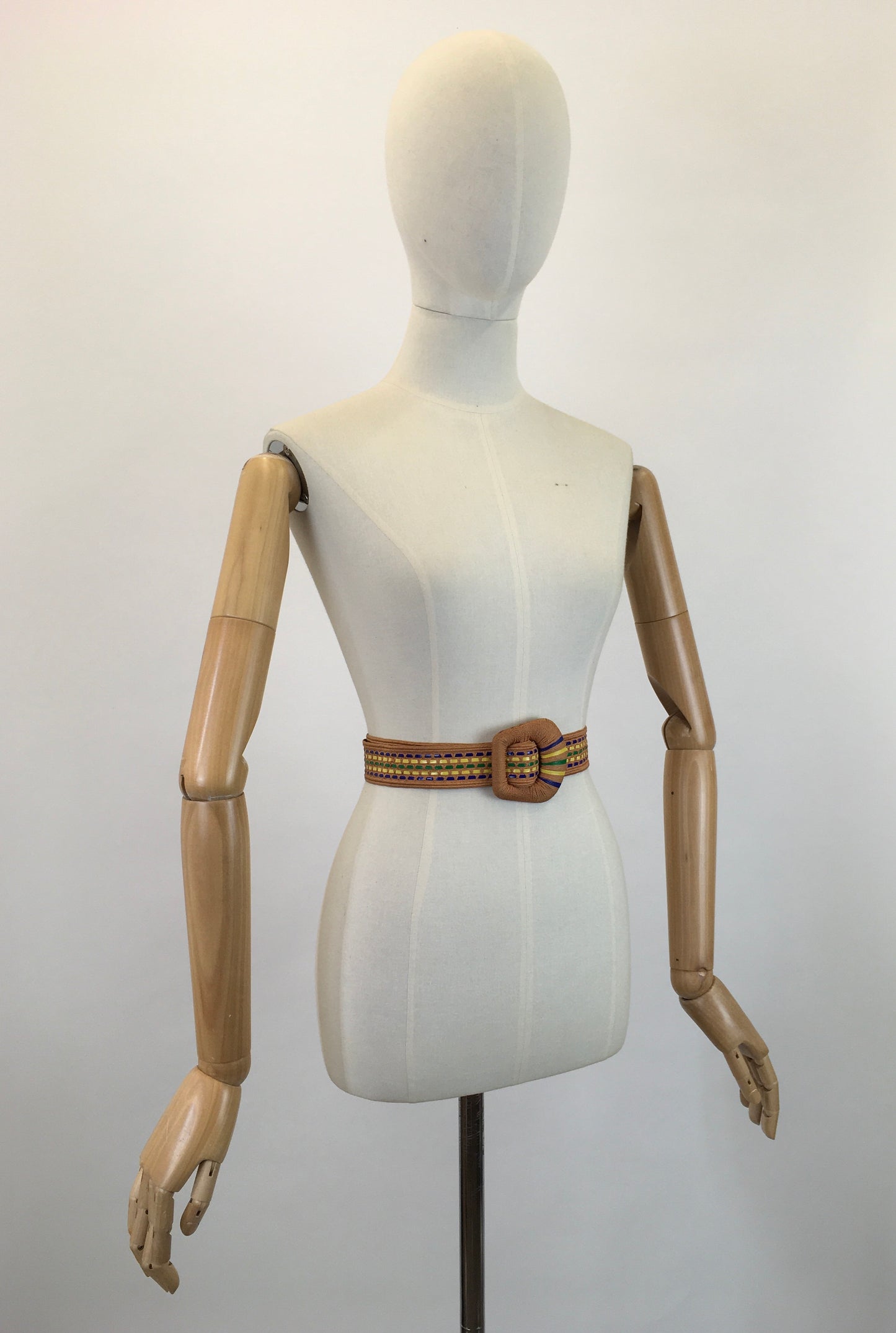 Original 1940's Darling Belt With Plastic Cord Detailing - In Soft Pink, Blue, Yellow & Green