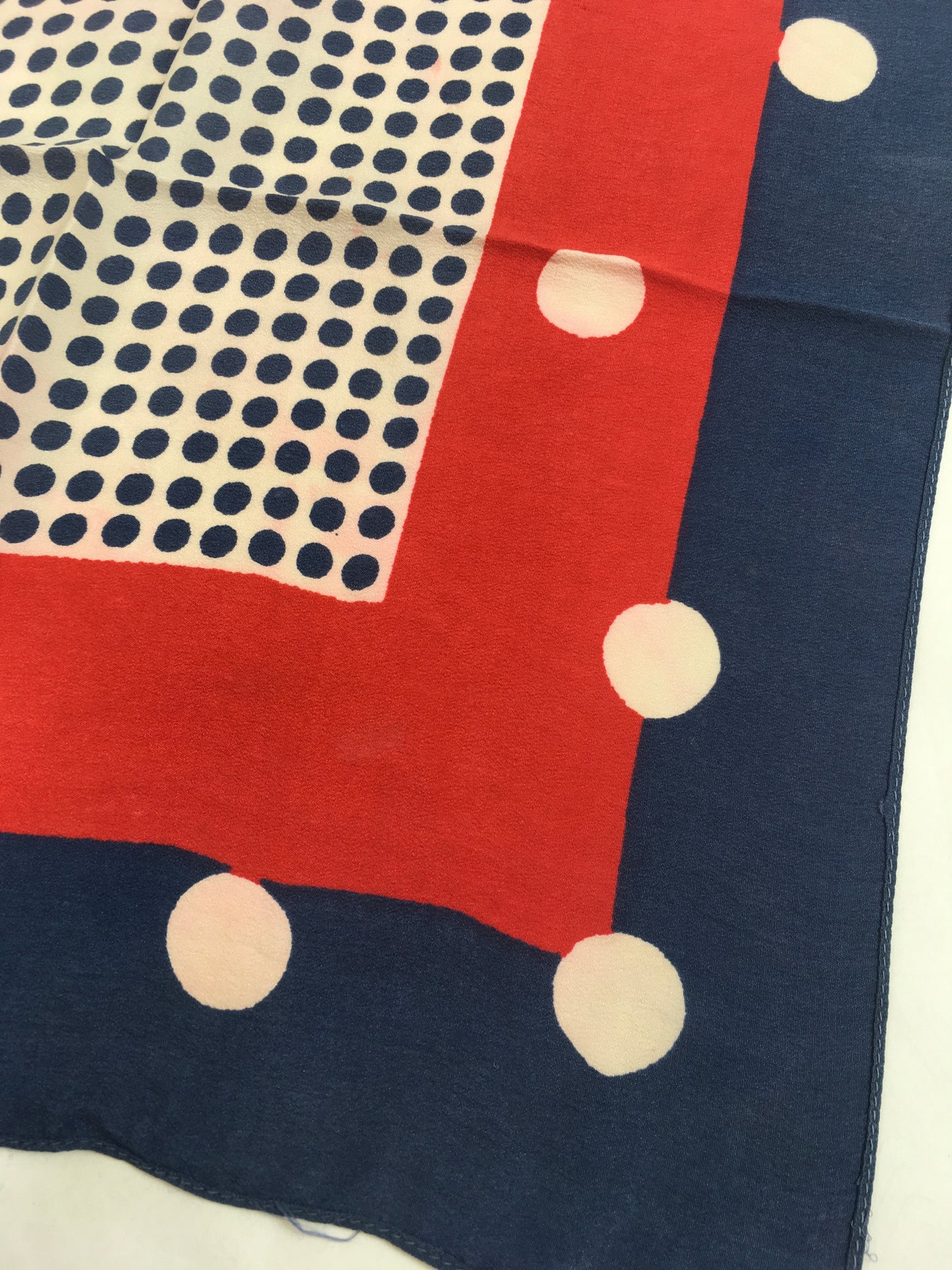 Original 1940's Fabulous Rayon Hankie - In Red, White and Blue