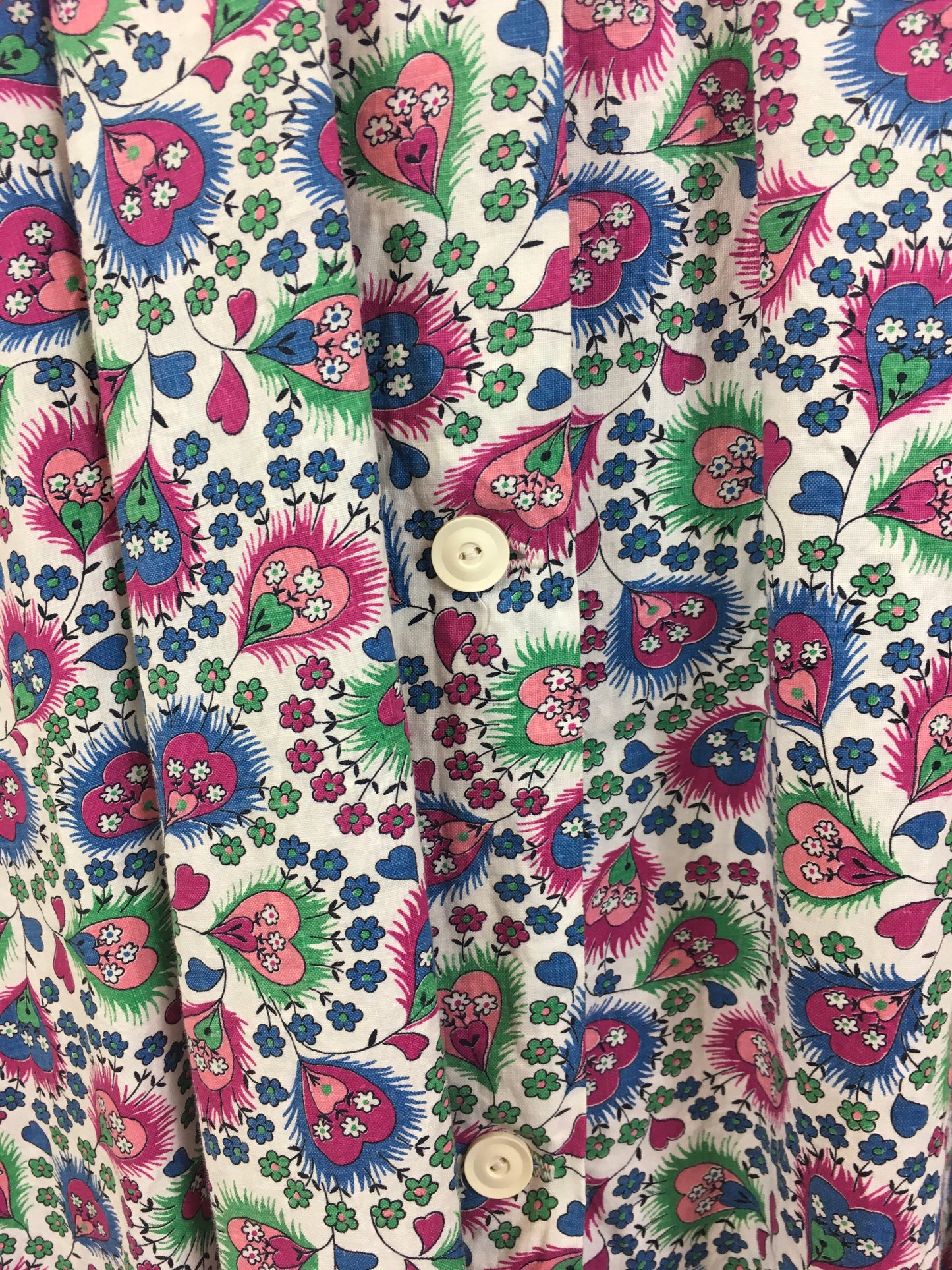 Original 1940’s Cotton Button Front Dress - In A Fabulous Floral Print