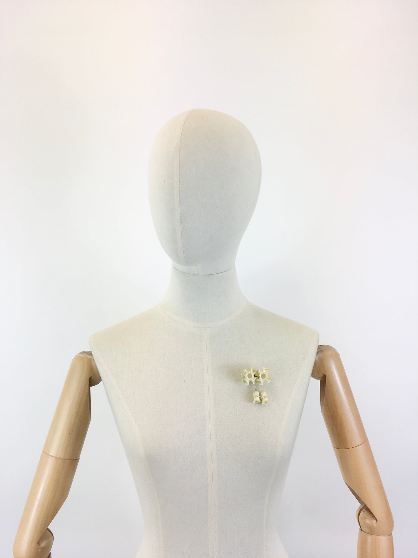 Original 1930’s Cluster Of Canterbury Bells Brooch - In Cream Celluloid