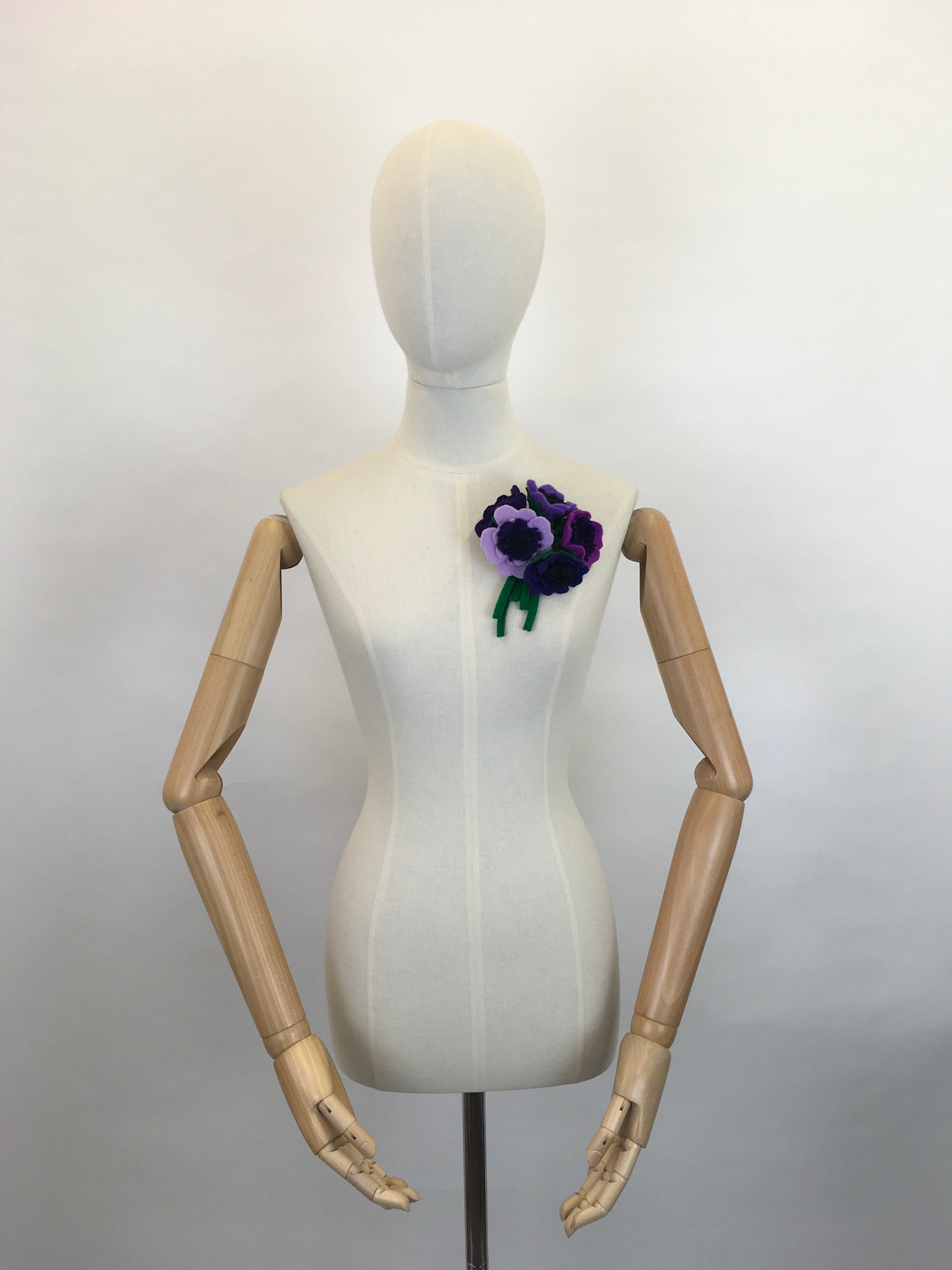 Reproduction Vintage 1940’s Make Do and Mend Floral Corsage - In Rich Purples and Greens