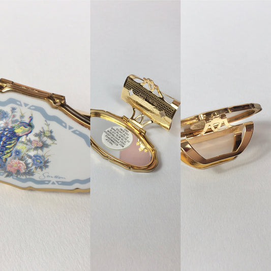Original 1950’s Lip View By Stratton - Never Been Used Featuring A Peacock & Floral Design