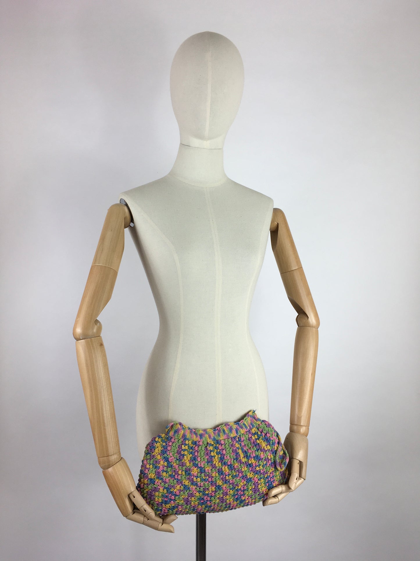 Original 1940’s Crochet Clutch Bag - In a Fabulous Rainbow Colour Pallet