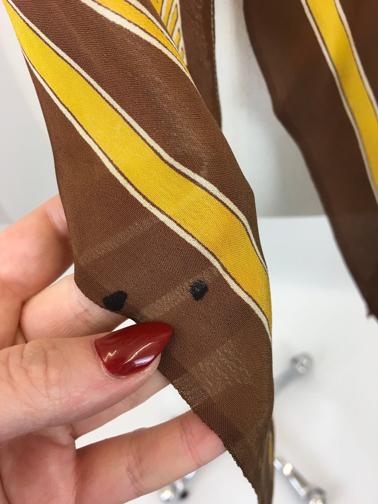 Original 1930’s Rayon Deco Pointed Scarf - In Mustards, Ivory and Warm Brown