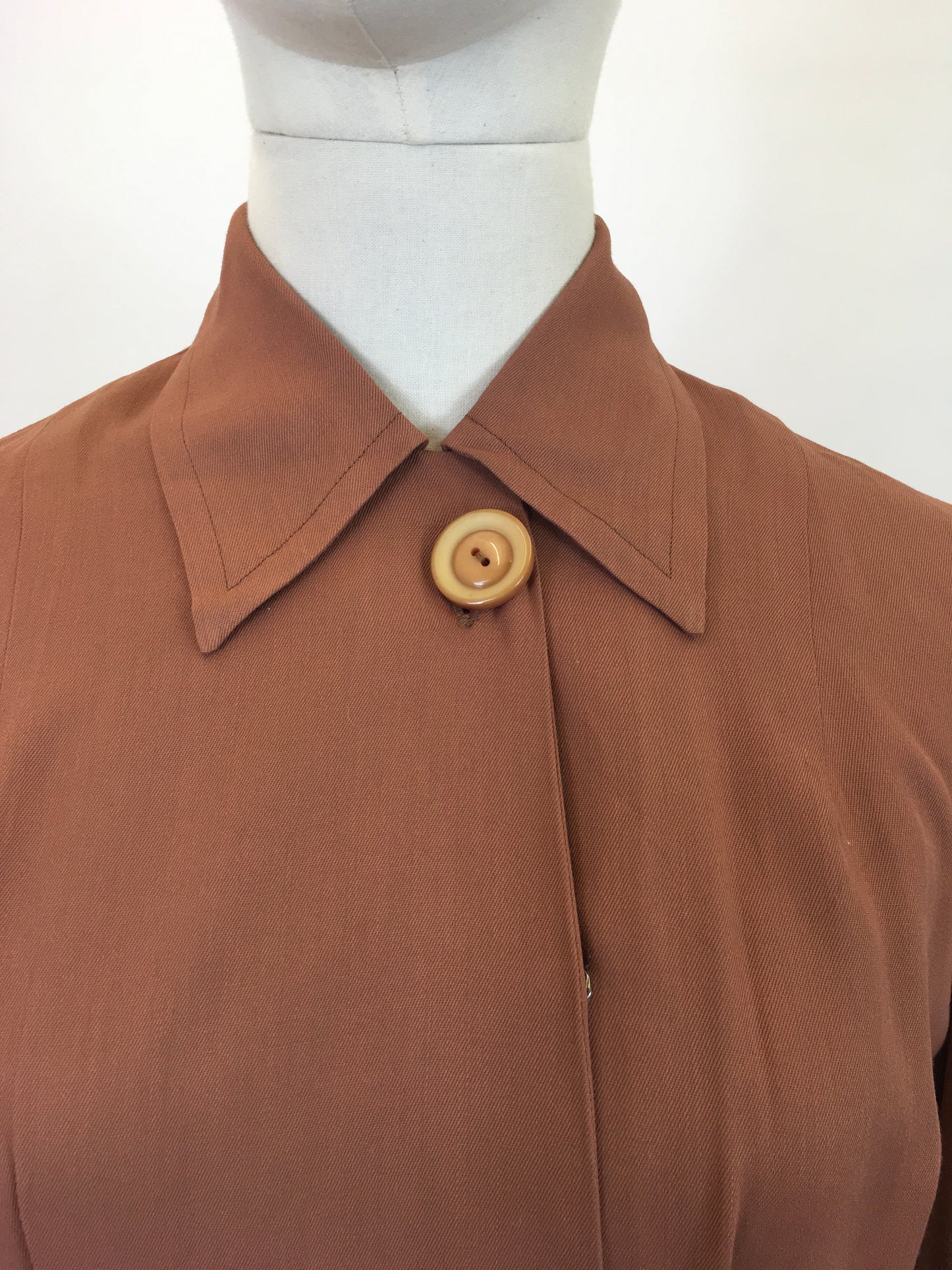 Original 1940's Darling Gaberdine Dress - In A Soft Chestnut Brown
