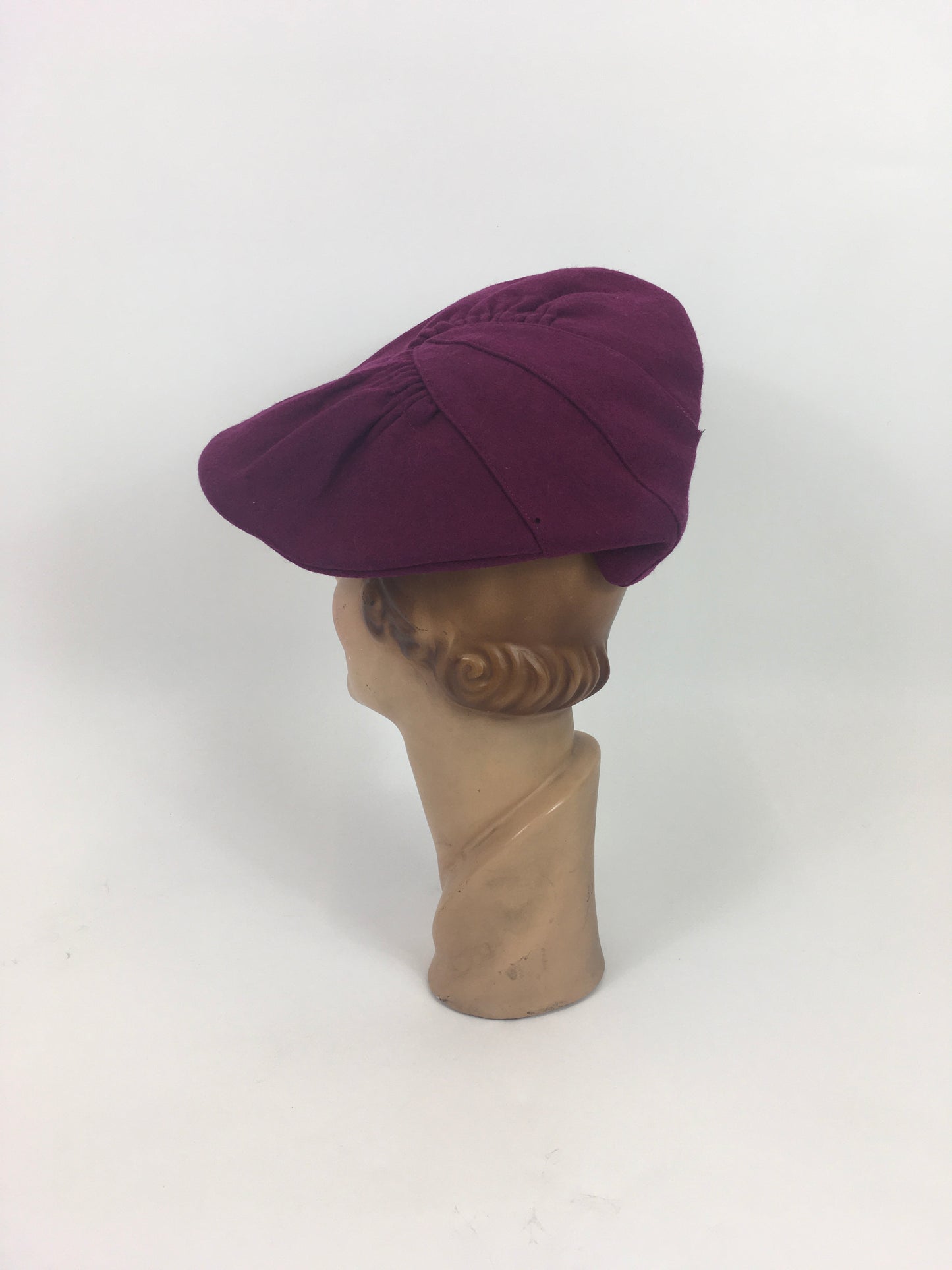 Original 1940’s American Pleated Beret Hat - In A Beautiful Deep Plum