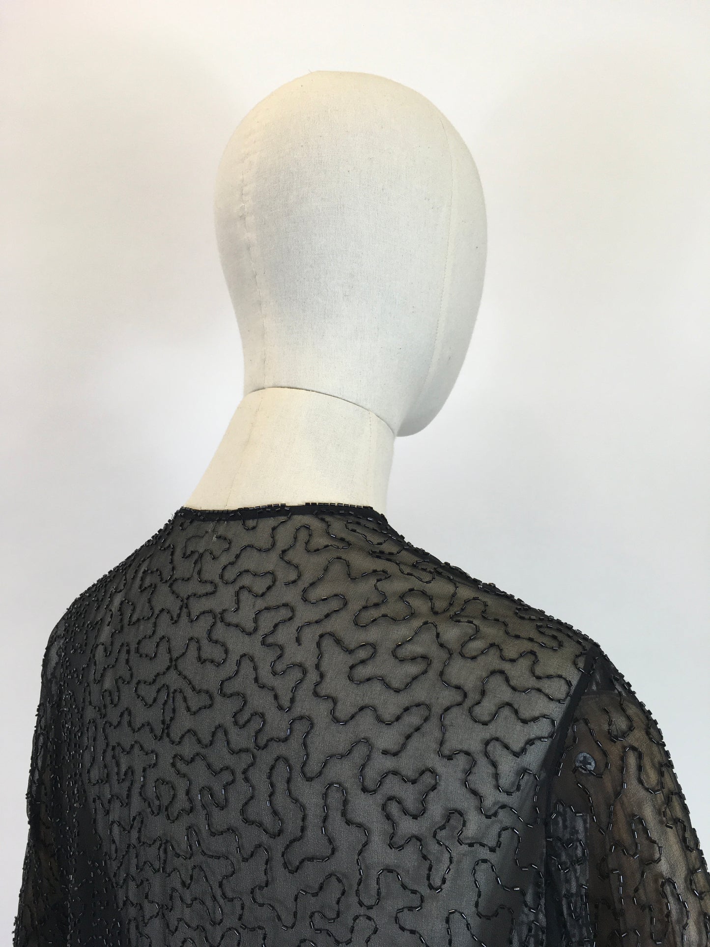 Original 1920's Sensational Evening Jacket - Embellished in Black Bugle Beadwork